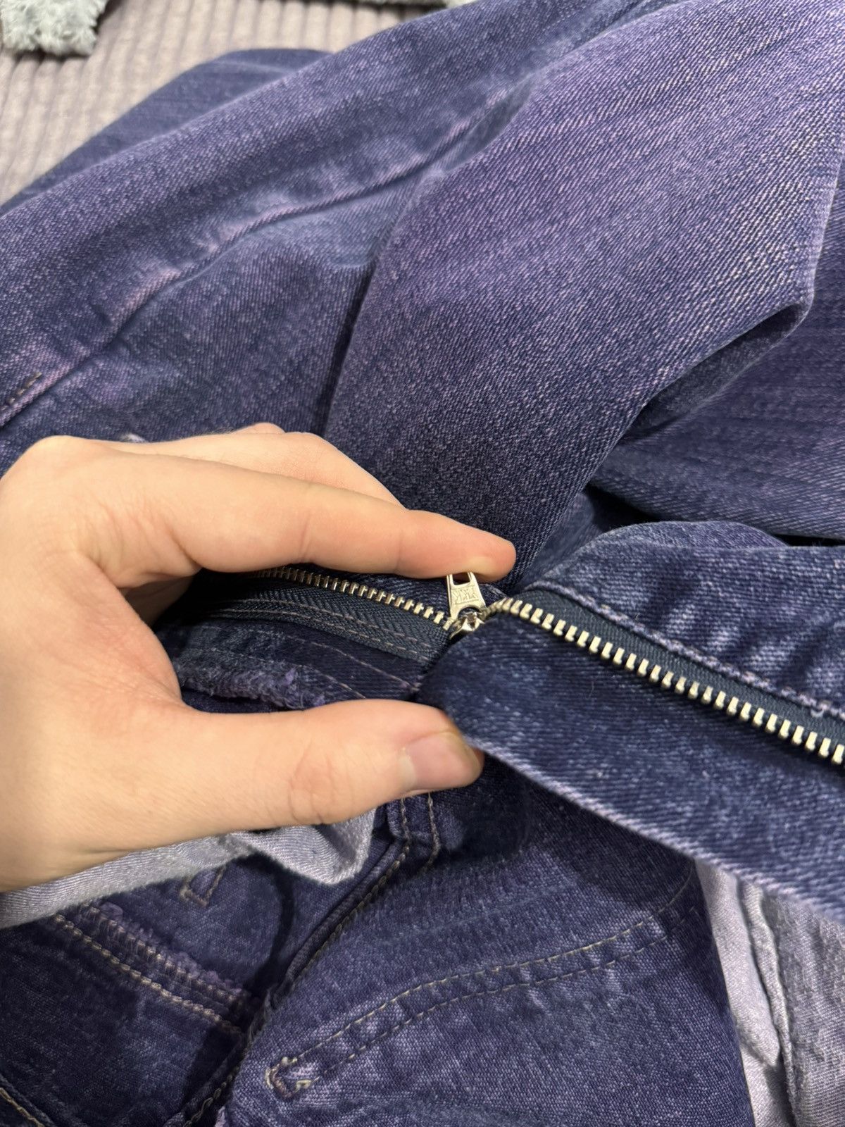 Japanese Brand Y2K Vintage Miss Sixty Jeans Purple Acid Wash Flared Low Ris Size 29" - 14 Thumbnail