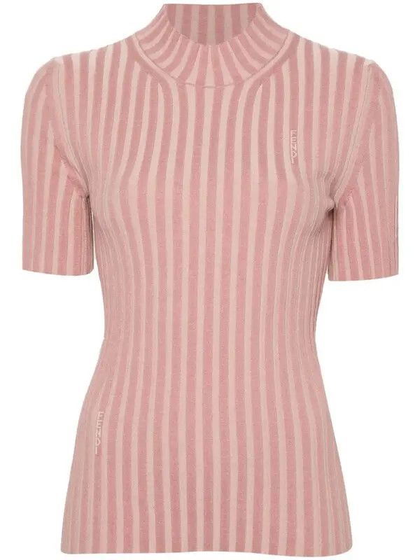 Fendi o1loc1c0126 Logo-Intarsia Top in Pink Size L / US 10 / IT 46 - 1 Thumbnail
