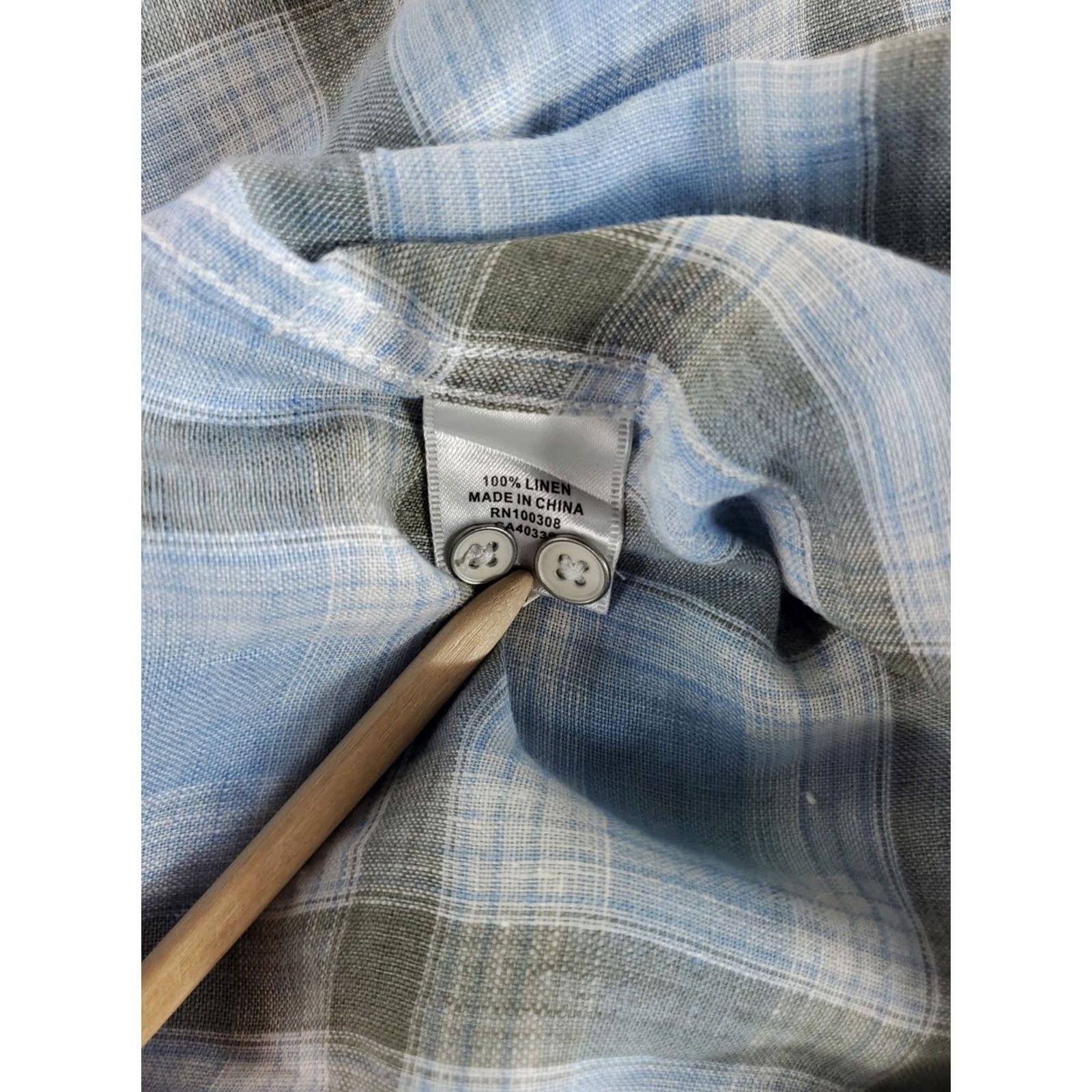 Peter Millar Peter Millar Shirt L Mens 100% Linen Long Sleeve Plaid Blue Gray Multicolor Size US L / EU 52-54 / 3 - 3 Thumbnail