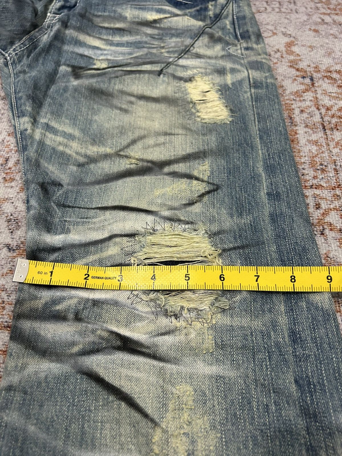 If Six Was Nine Urban Craft HonneyComb Painted Distressed Jeans Size US 34 / EU 50 - 18 Thumbnail
