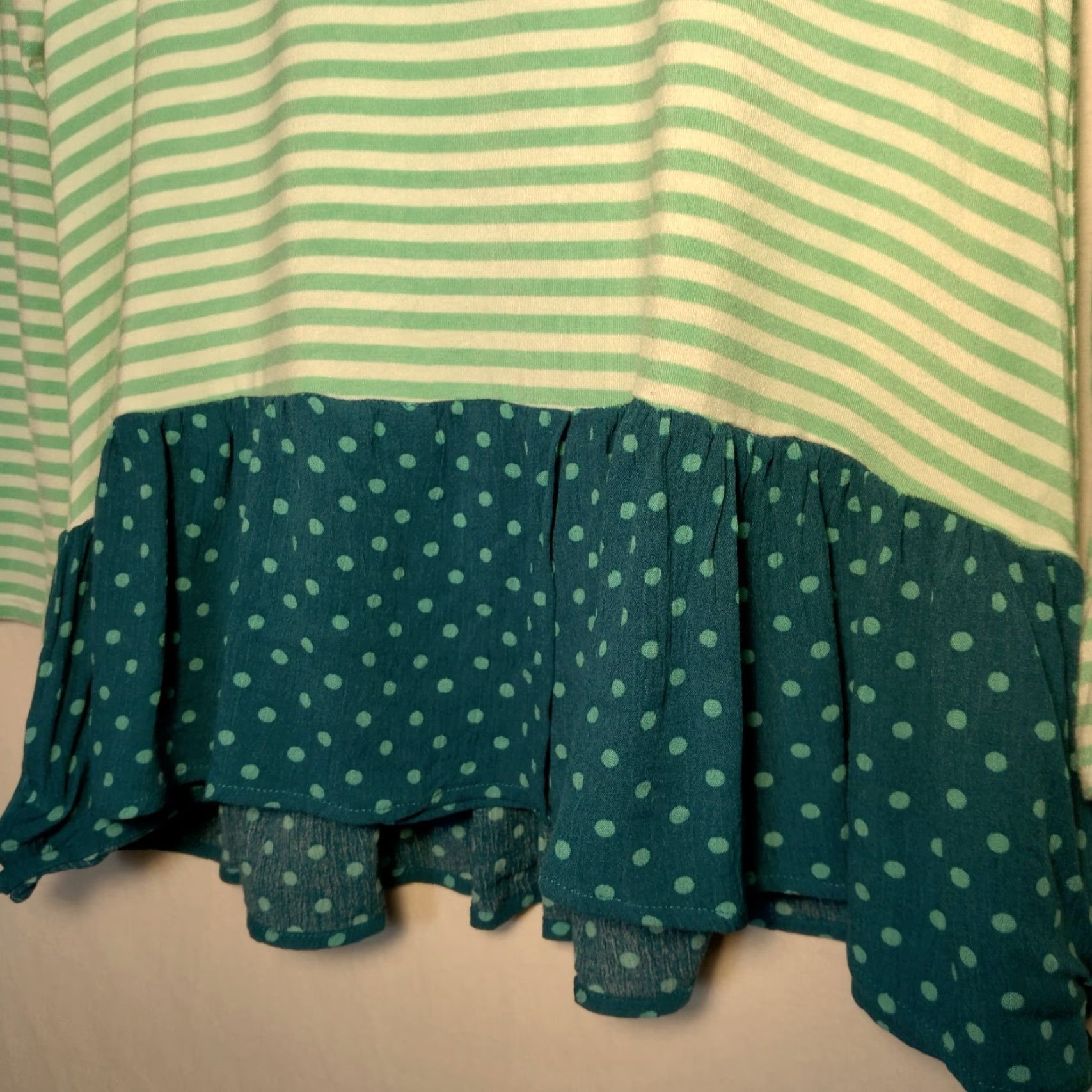 Vintage MATILDA JANE Comfortable Green Striped Peplum Tunic Shirt S Long Sleeve Ruffle Womens Size S / US 4 / IT 40 - 3 Thumbnail