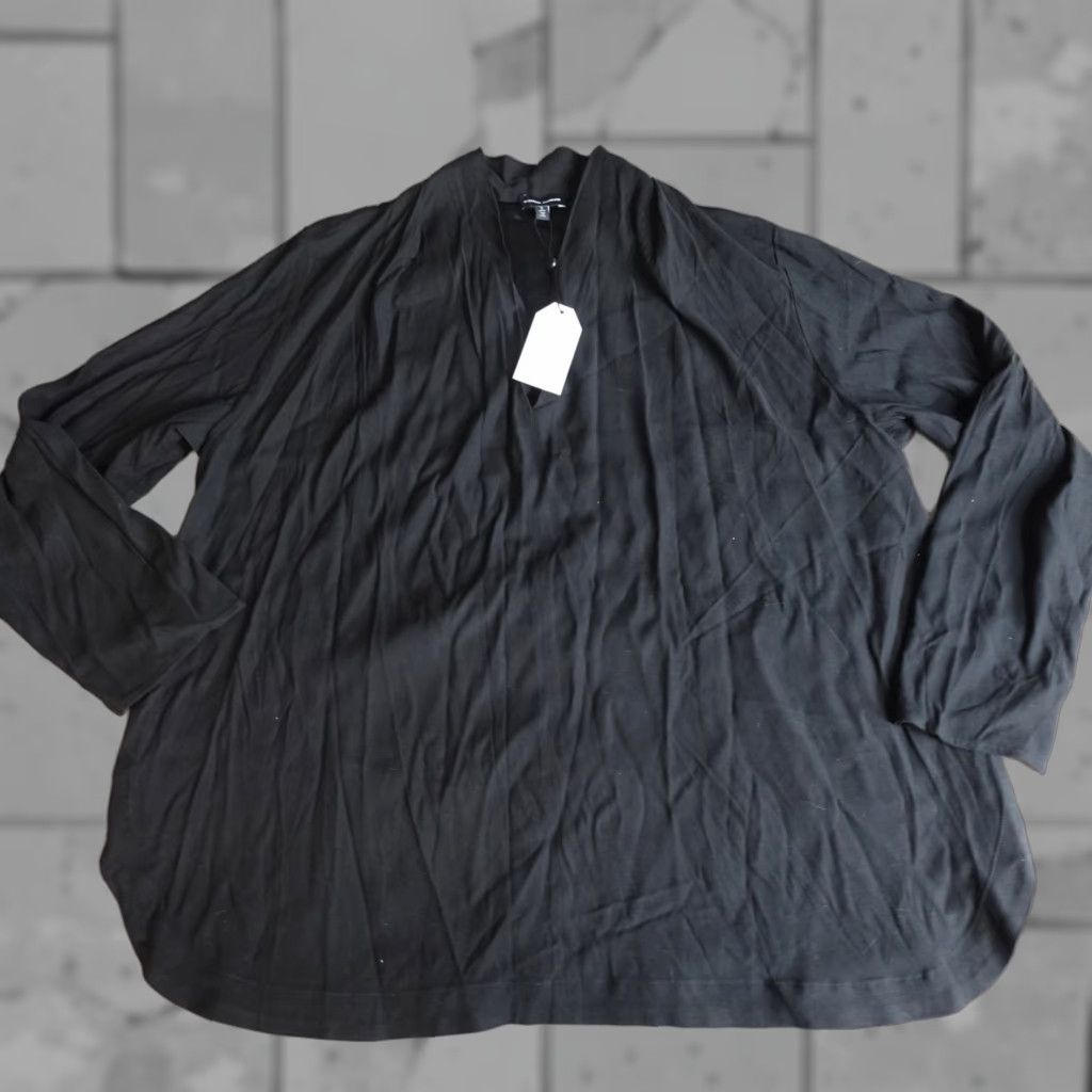 Vintage Universal Standard Shirt L Black Solid Cambria Long Sleeve NEW Women Blouse Casual Crew Neck Vintage No Size L / US 10 / IT 46 - 1 Thumbnail