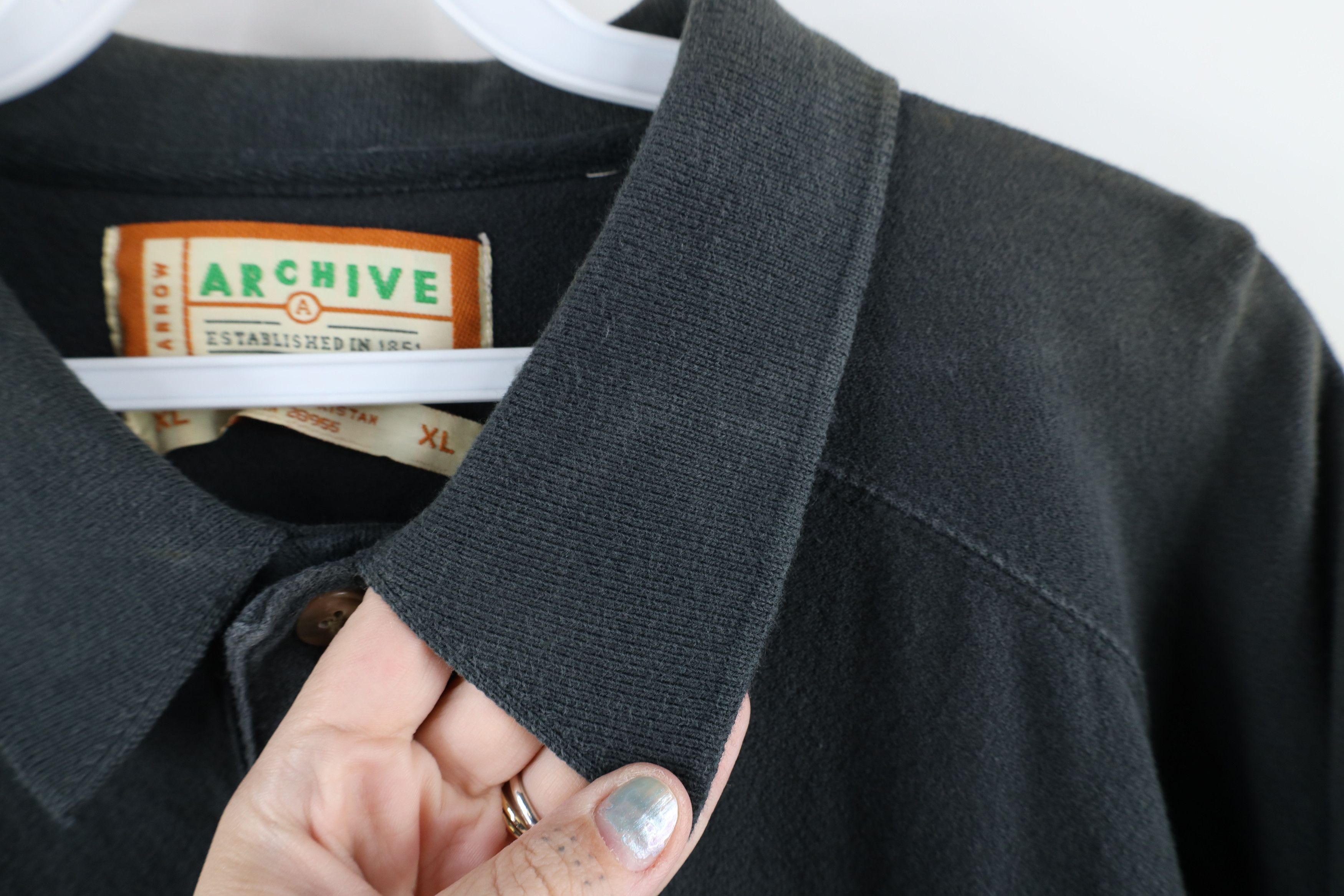 Vintage Vintage 90s Streetwear Collared Long Sleeve Rugby Polo Black Size US XL / EU 56 / 4 - 4 Thumbnail