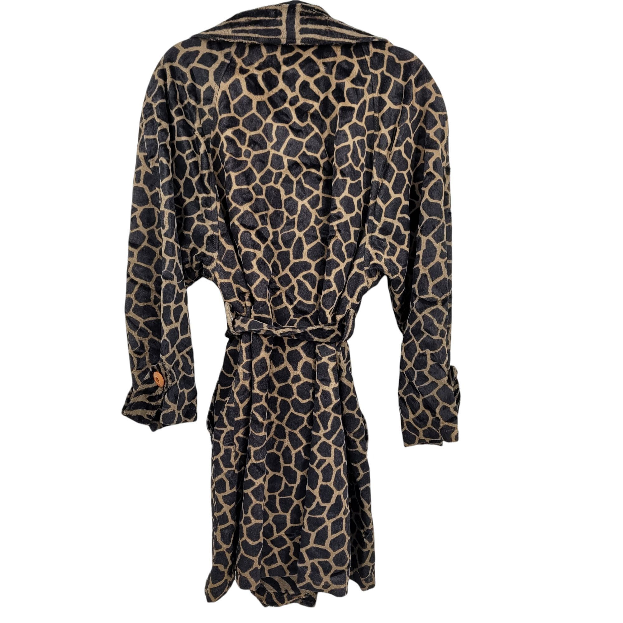 Nordstrom Vtg 90's Mod Vegan Faux Fur Trench Sz 14 Animal Print Large Size XL / US 12-14 / IT 48-50 - 9 Thumbnail