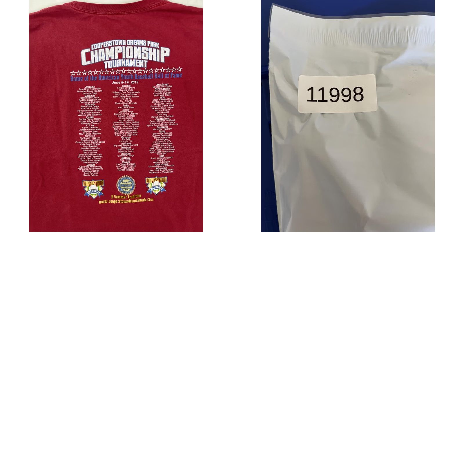 Vintage Cooperstown Dreams Park Championship T-Shirt Mens 2XL Red Baseball 2013 Size US XXL / EU 58 / 5 - 8 Thumbnail