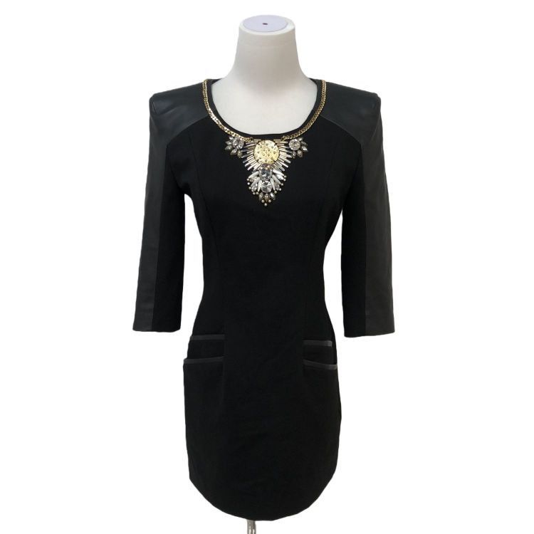 Pierre Balmain Pierre Balmain Embellished Leather Trim Mini Dress Size 36 Size XS / US 0-2 / IT 36-38 - 1 Thumbnail