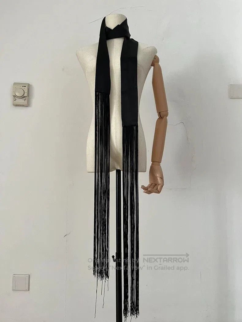 Ann Demeulemeester Black Fringed Silk Scarf by Ann Demeulemeester. Size ONE SIZE - 1 Thumbnail