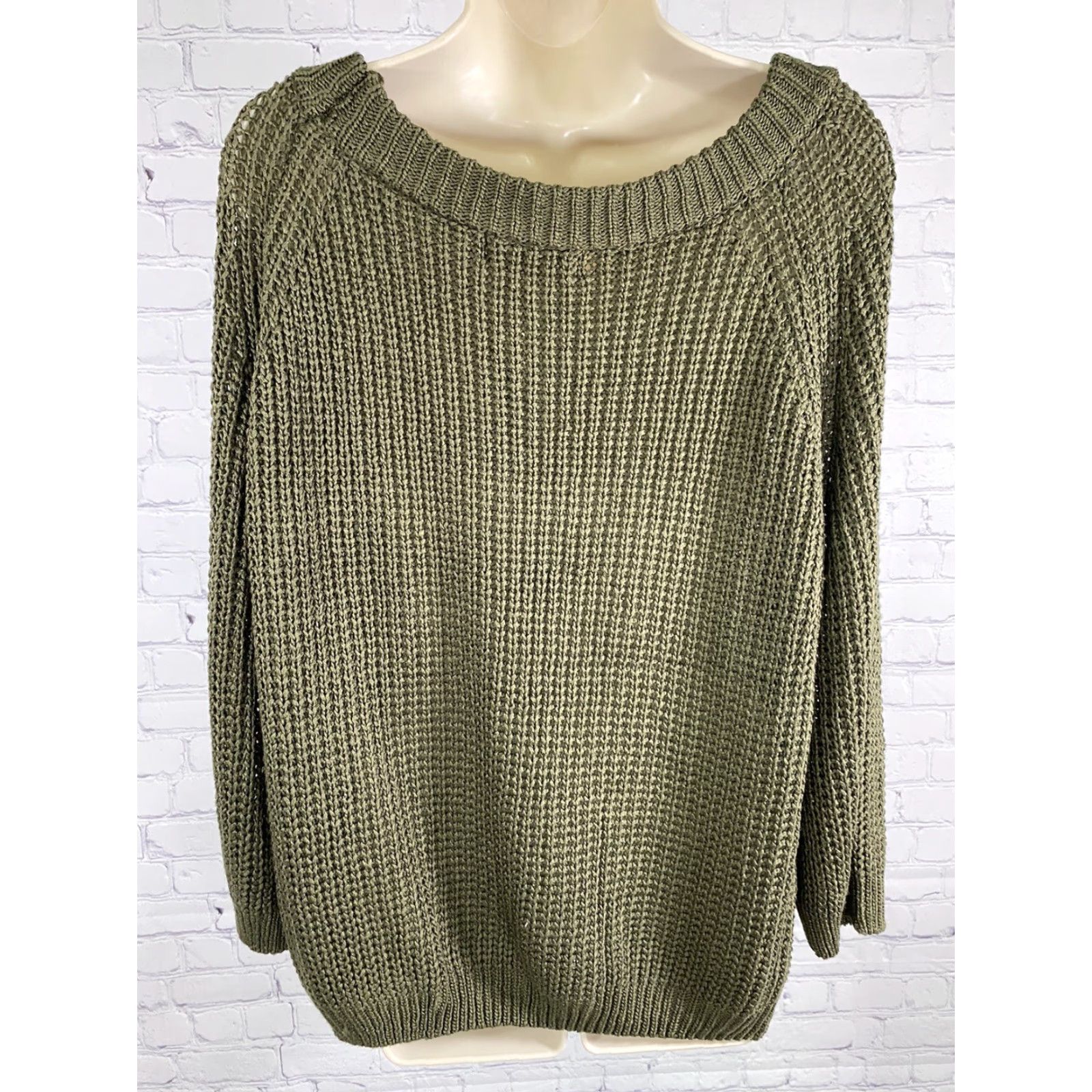 Vintage Impressions Green Chunky Knit Cotton Blend Pullover Sweater S/M Size S / US 4 / IT 40 - 4 Thumbnail