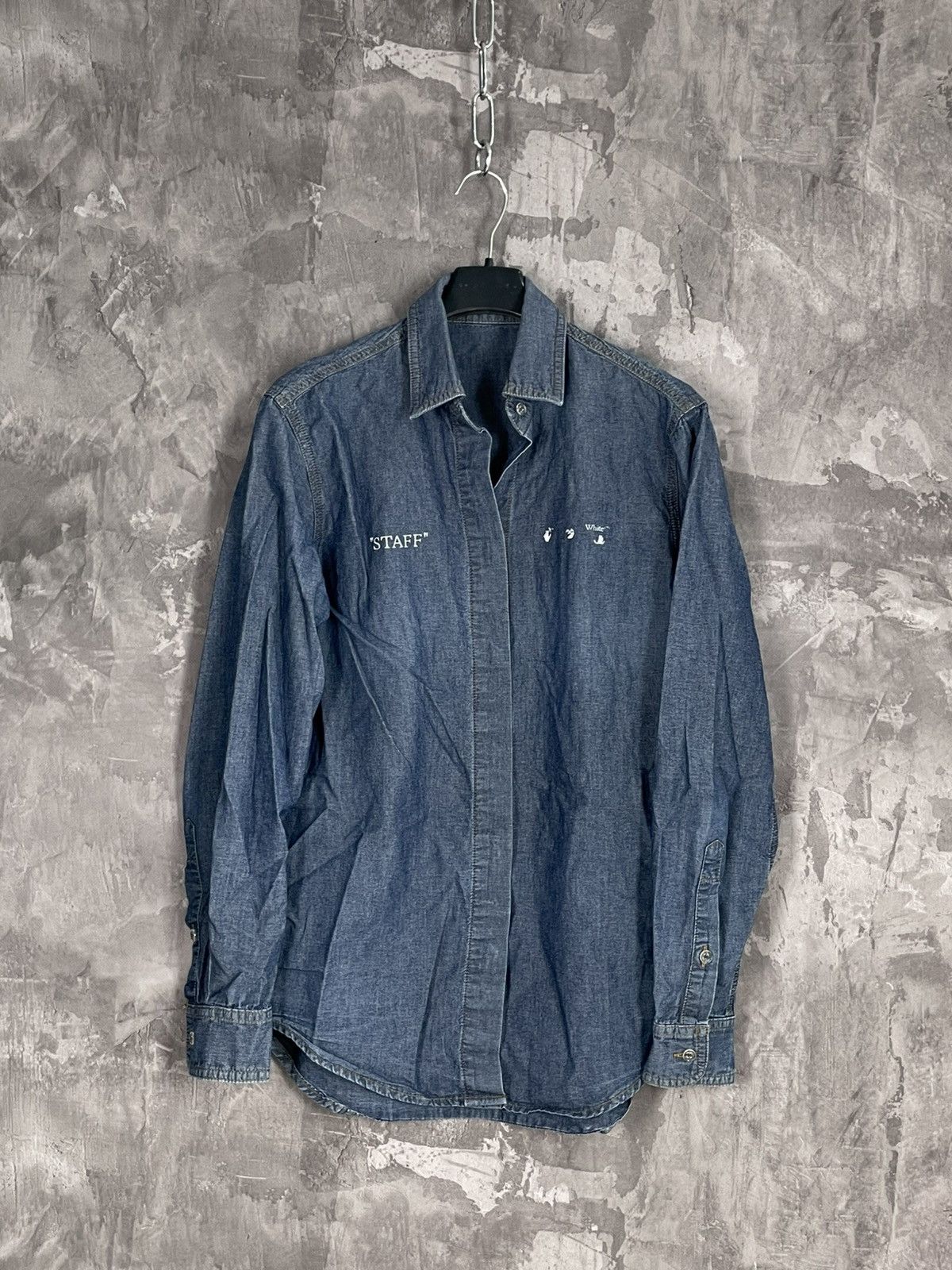 Off-White Off-White Big Logo Denim Hypebeast Style shirt Size US S / EU 44-46 / 1 - 1 Thumbnail