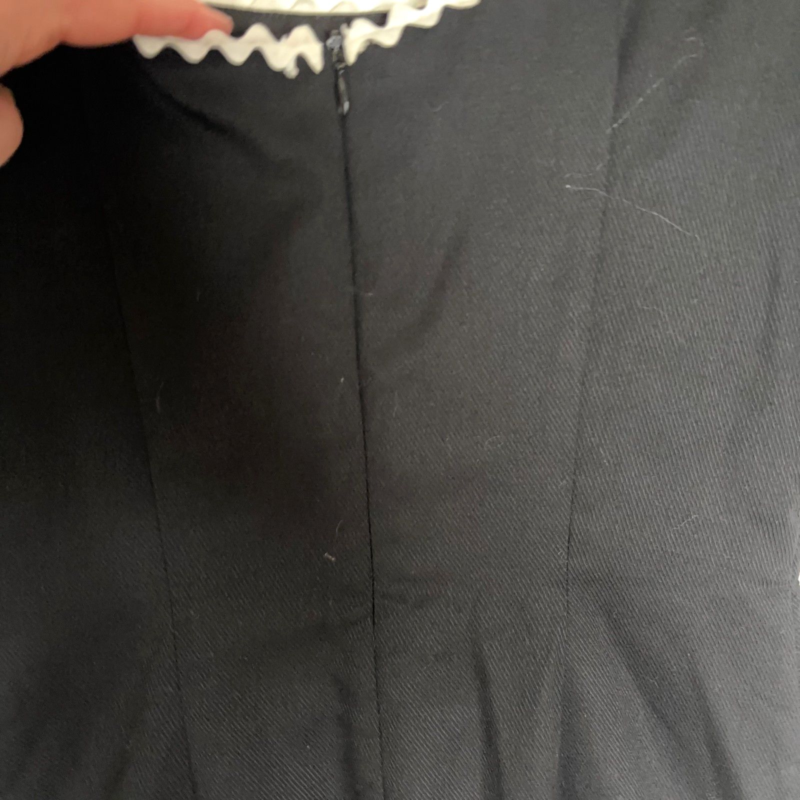 Other Vintage Jill Stuart Black Dress White Trim Cotton Womens 12 Size XL / US 12-14 / IT 48-50 - 7 Thumbnail