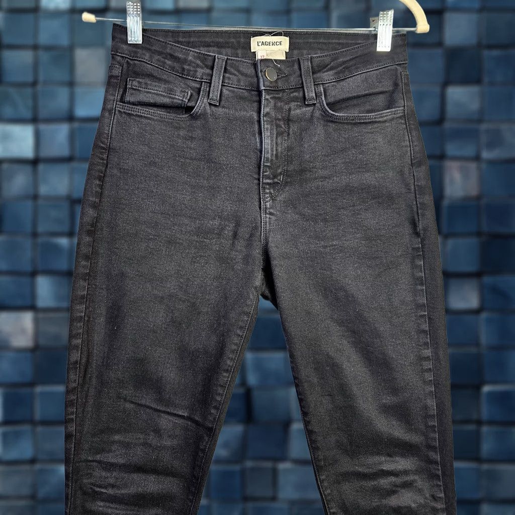 L'AGENCE L'AGENCE Jeans Dark Wash Skinny Five Pockets Casual Size 27 Womens Black 5-Pocket Denim Slim Fit Belted Regular Rise Mid Vintage No Size 27" / US 4 / IT 40 - 1 Thumbnail