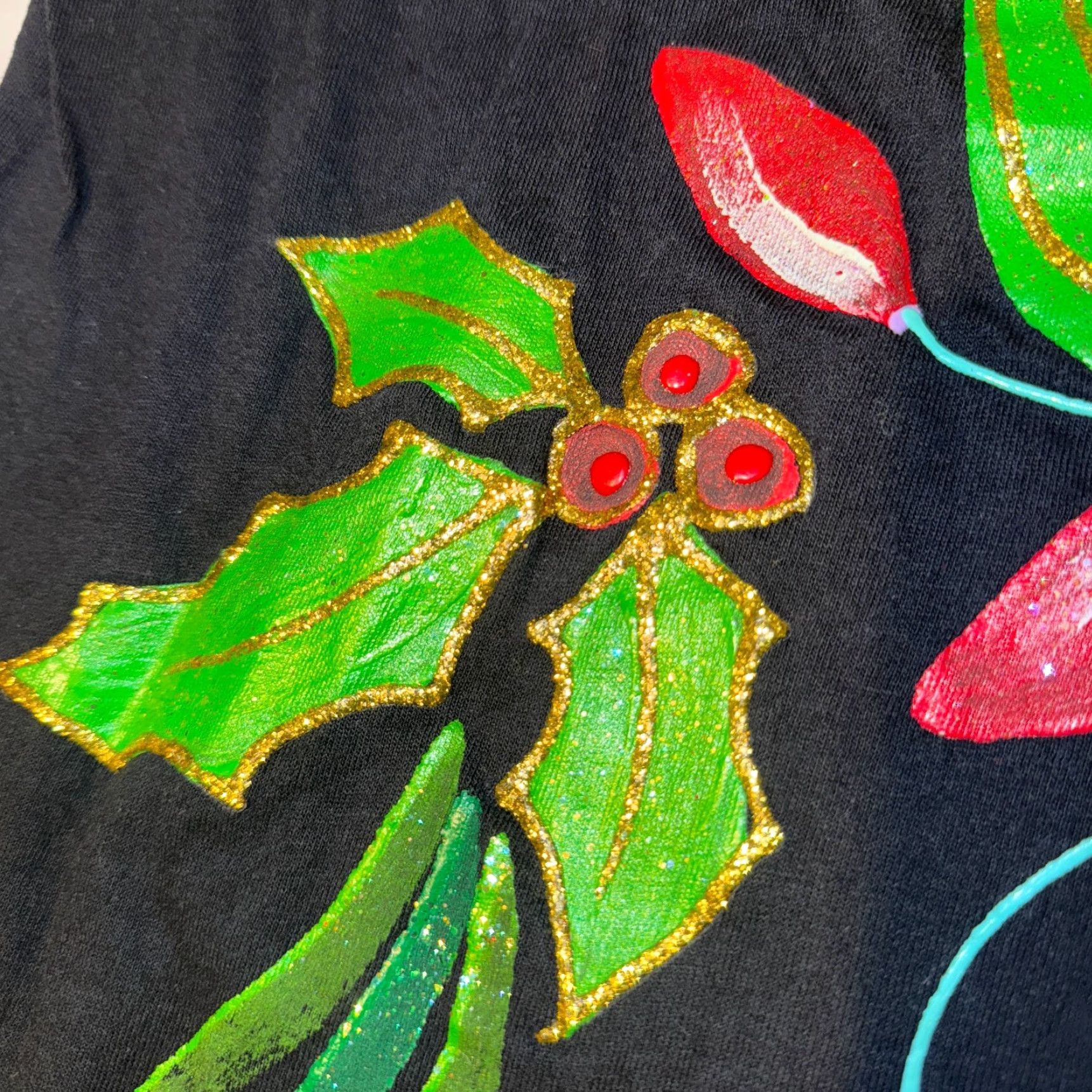 Vintage VINTAGE Western 90s Christmas Cactus Tree Glitter Puff Print Tshirt -L Black Cotton Jersey Crew Neck Tshirt Women Regular 3/4 Sleeve Logo Glitter Fast Size L / US 10 / IT 46 - 5 Thumbnail