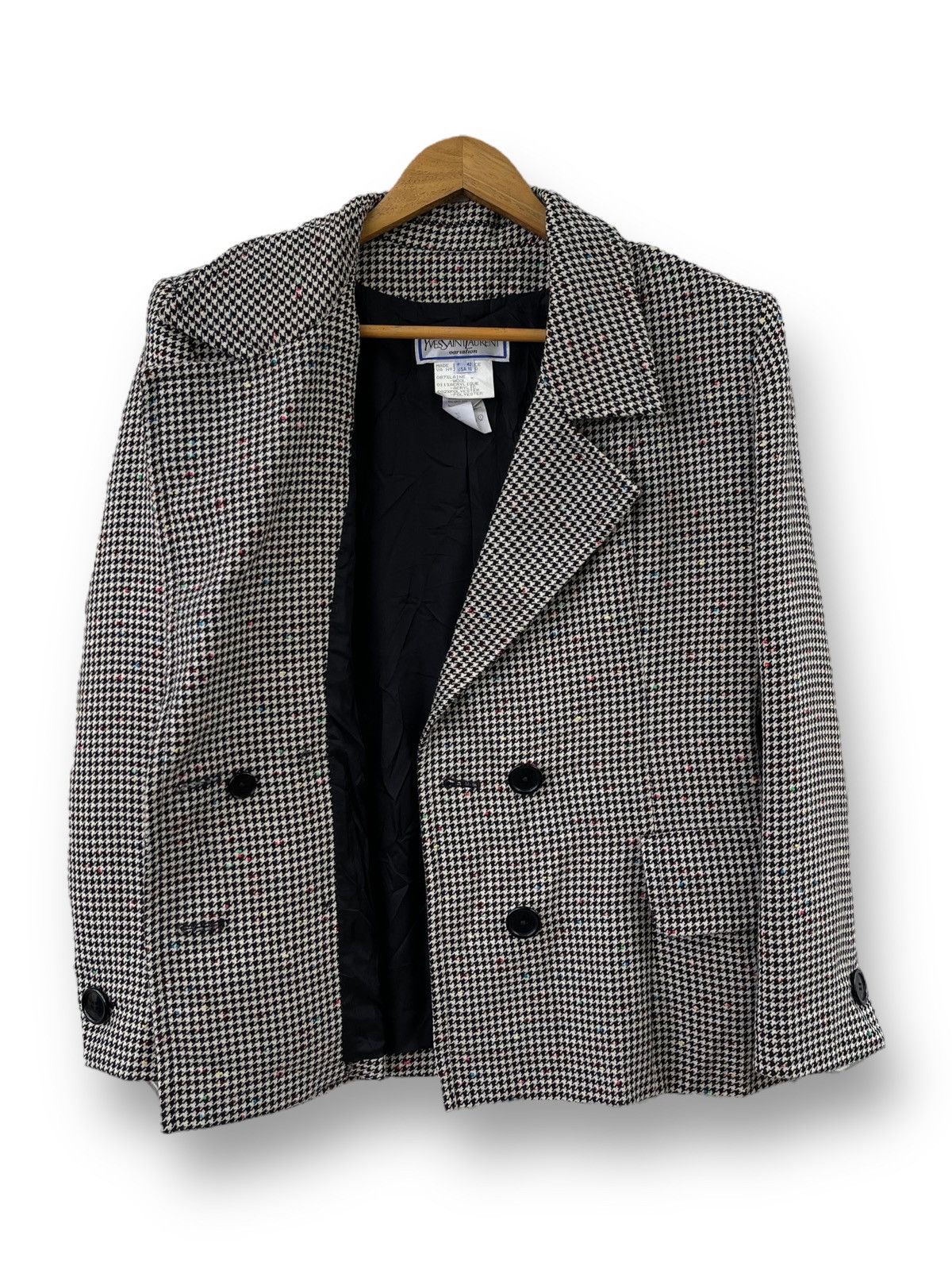 Yves Saint Laurent 🔥A/W 1980 YVES SAINT LAURENT WOMEN'S HOUNDSTOOTH JACKET Size M / US 6-8 / IT 42-44 - 5 Thumbnail