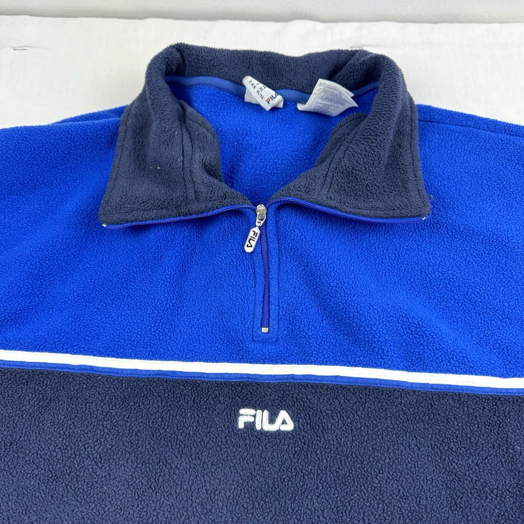 Fila Vintage FILA Fleece Jacket Adult XL Blue Quarter Zip Pullover Y2K Center Logo Size US XL / EU 56 / 4 - 3 Thumbnail