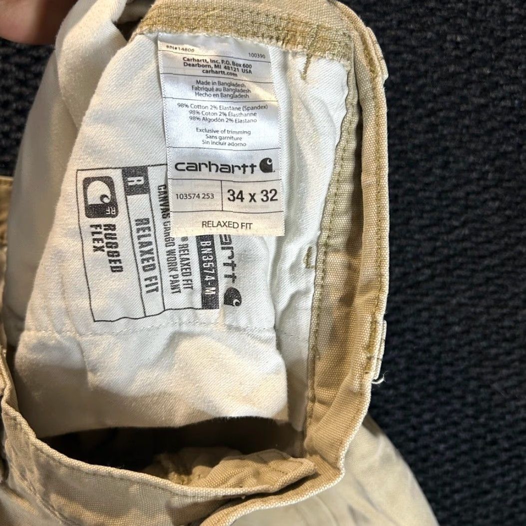 Carhartt VINTAGE Carhartt Cargo Work Pants Men 34x32 Beige Relaxed Fit Rugged Flex Pants Size US 34 / EU 50 - 4 Thumbnail