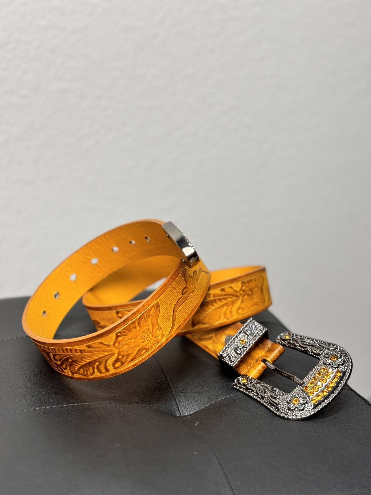 Vintage VINTAGE PYTHON GOTHIC LEATHER BELT RICK OWENS STYLE Size ONE SIZE - 7 Thumbnail