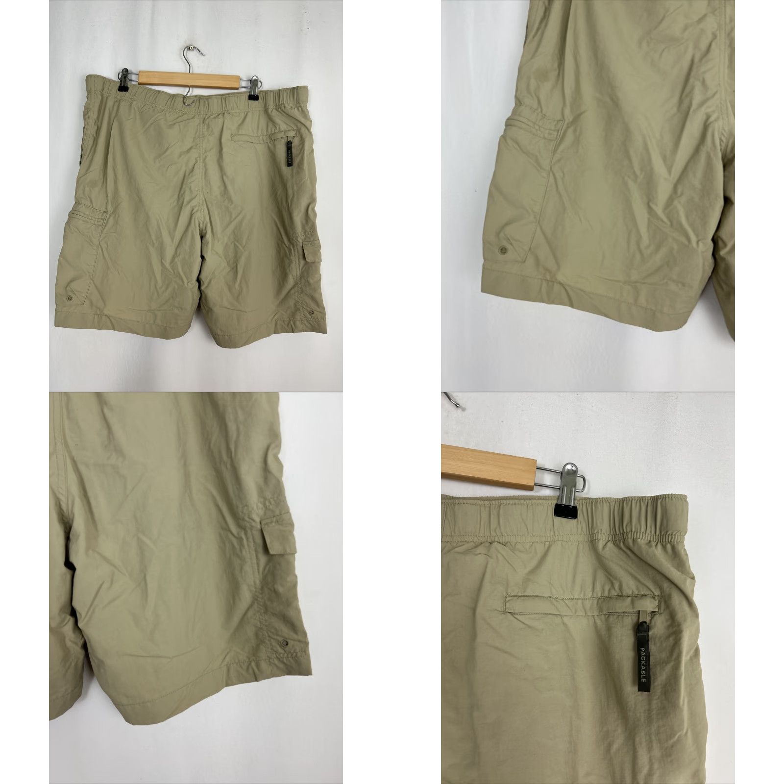 Vintage Columbia Cargo Shorts Mens L Beige Belted Lined Packable Nylon Polyester 38x8 Regular Size Large Size US 33 - 8 Thumbnail