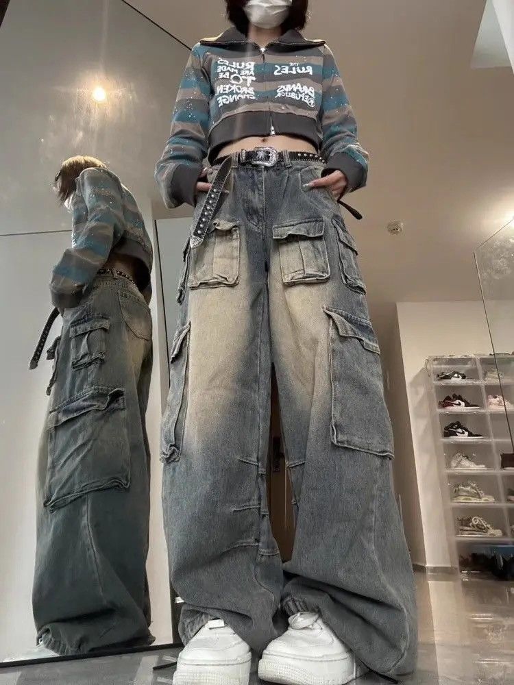 Japanese Brand × Vintage Jean women y2k baggy Multi-pocket design high-street cargo Size 25" / US 0 / IT 36 - 2 Thumbnail