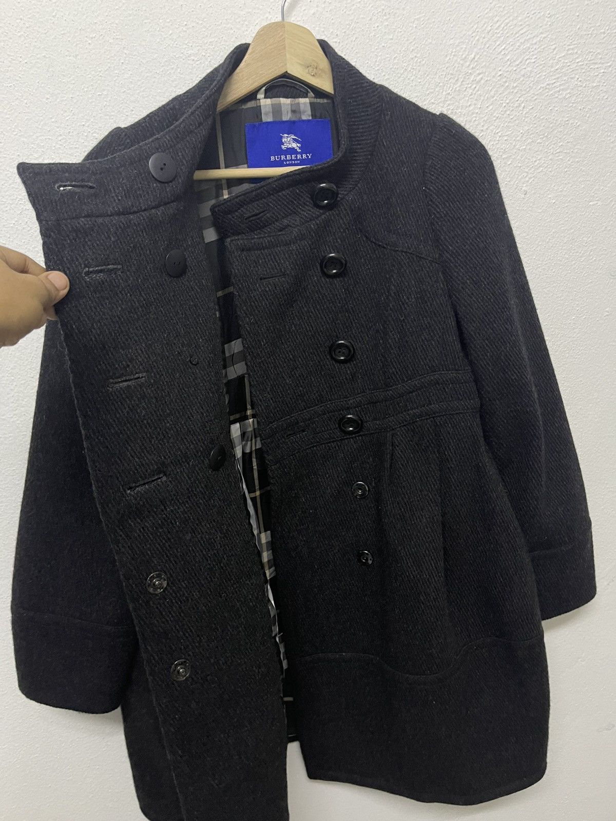 Burberry 2000s BURBERRY BLUE LABEL STAND COLLAR COAT LINEN NOVACHECK Size XS / US 0-2 / IT 36-38 - 11 Thumbnail
