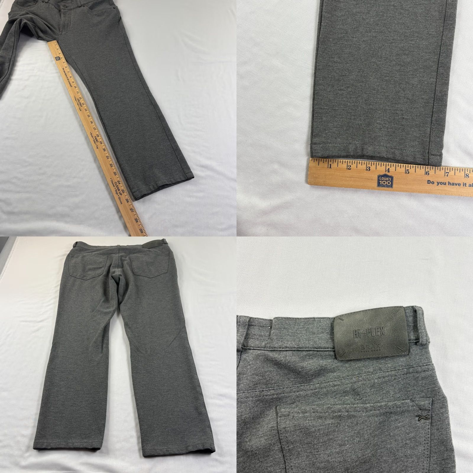 BRAX Brax Pants Mens 33x26 Gray Chuck Chino Stretch Viscose Casual Preppy Regular Straight Front Flat Front Inseam 26in Mens Size US 33 - 8 Thumbnail
