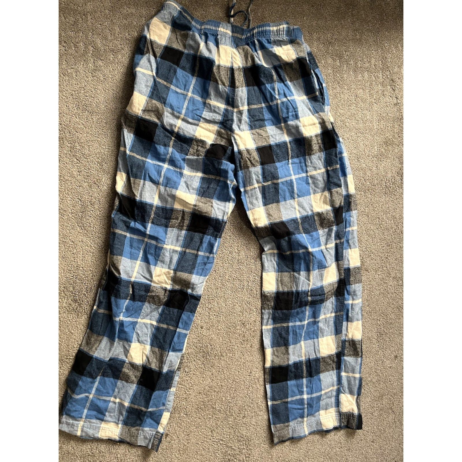 Life is Good Life Is Good Mens Cotton Drawstring Sleep Pants S Blue Plaid Pajama Pants Mens Life Is Good Sleepwear Drawstring Cotton Plaid Blue S Size US 29 - 3 Thumbnail