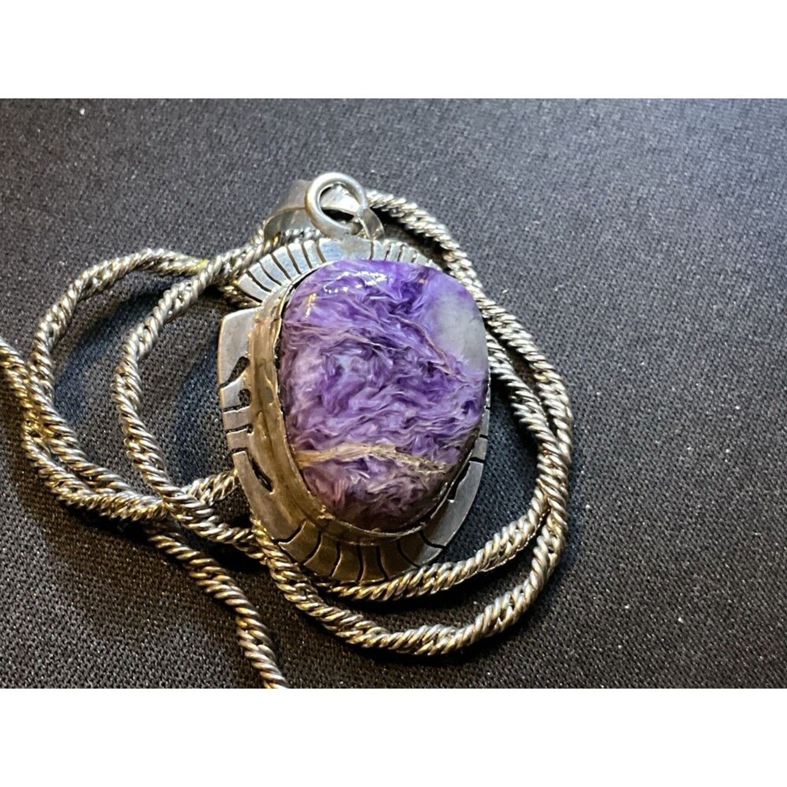 Other Sterling Rare Navajo Pendant With Chardite Stone 17in Chain Size ONE SIZE - 2 Thumbnail