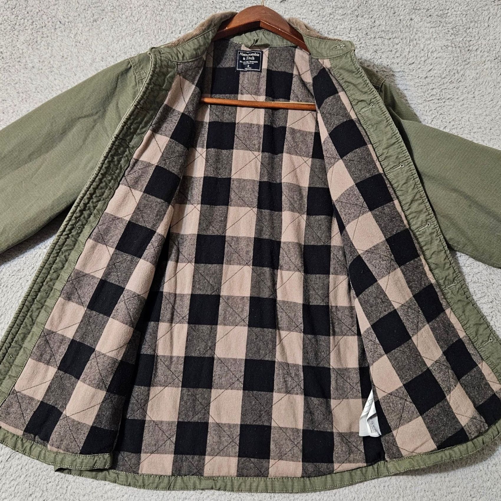 Abercrombie & Fitch Abercrombie & Fitch Mens Medium Jacket Plaid Lined Khaki Green Field Military Size US M / EU 48-50 / 2 - 4 Thumbnail