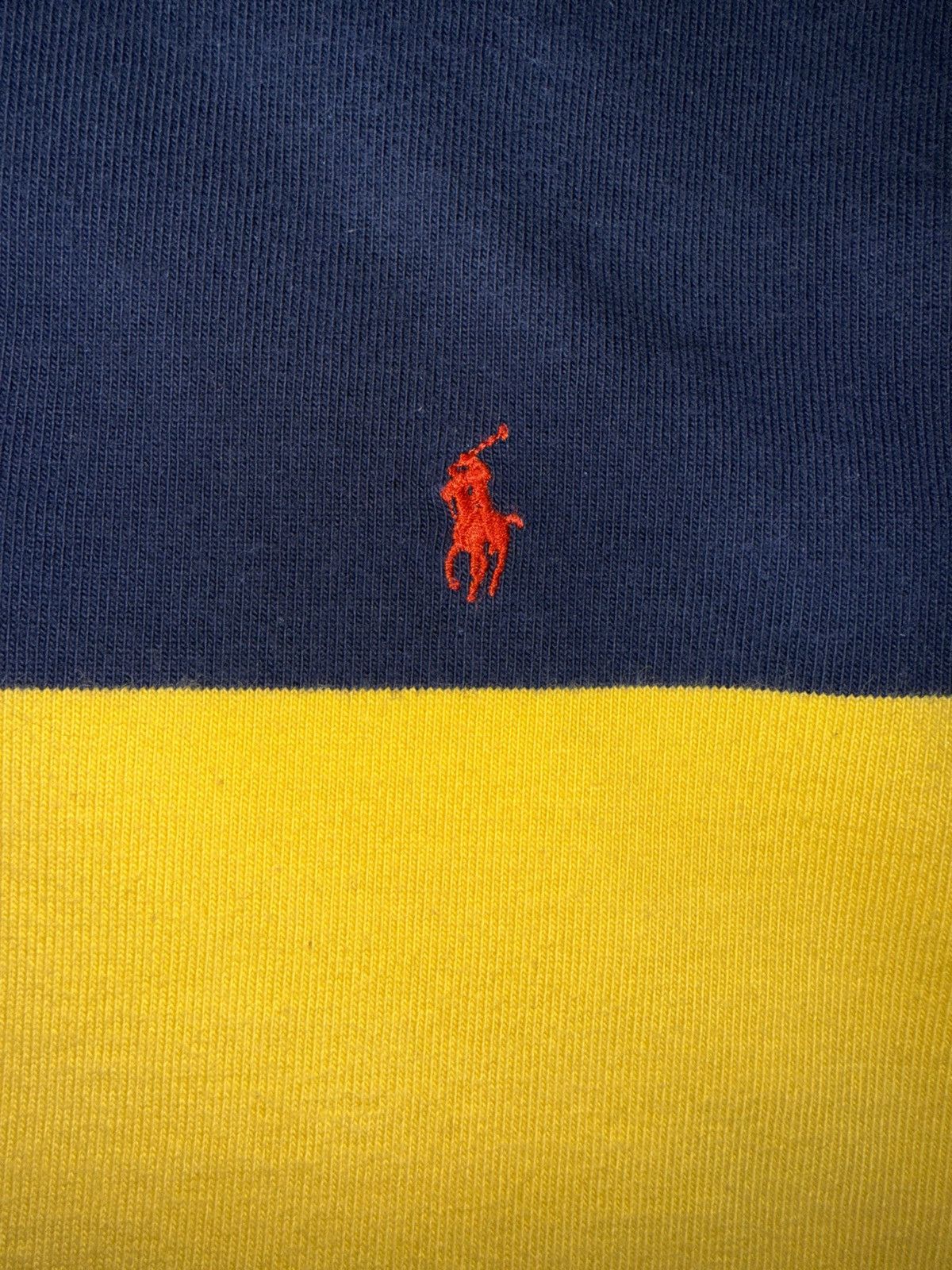 Polo Ralph Lauren Vintage Polo Ralph Lauren Navy Yellow Stripe Rugby Shirt Size US L / EU 52-54 / 3 - 3 Thumbnail
