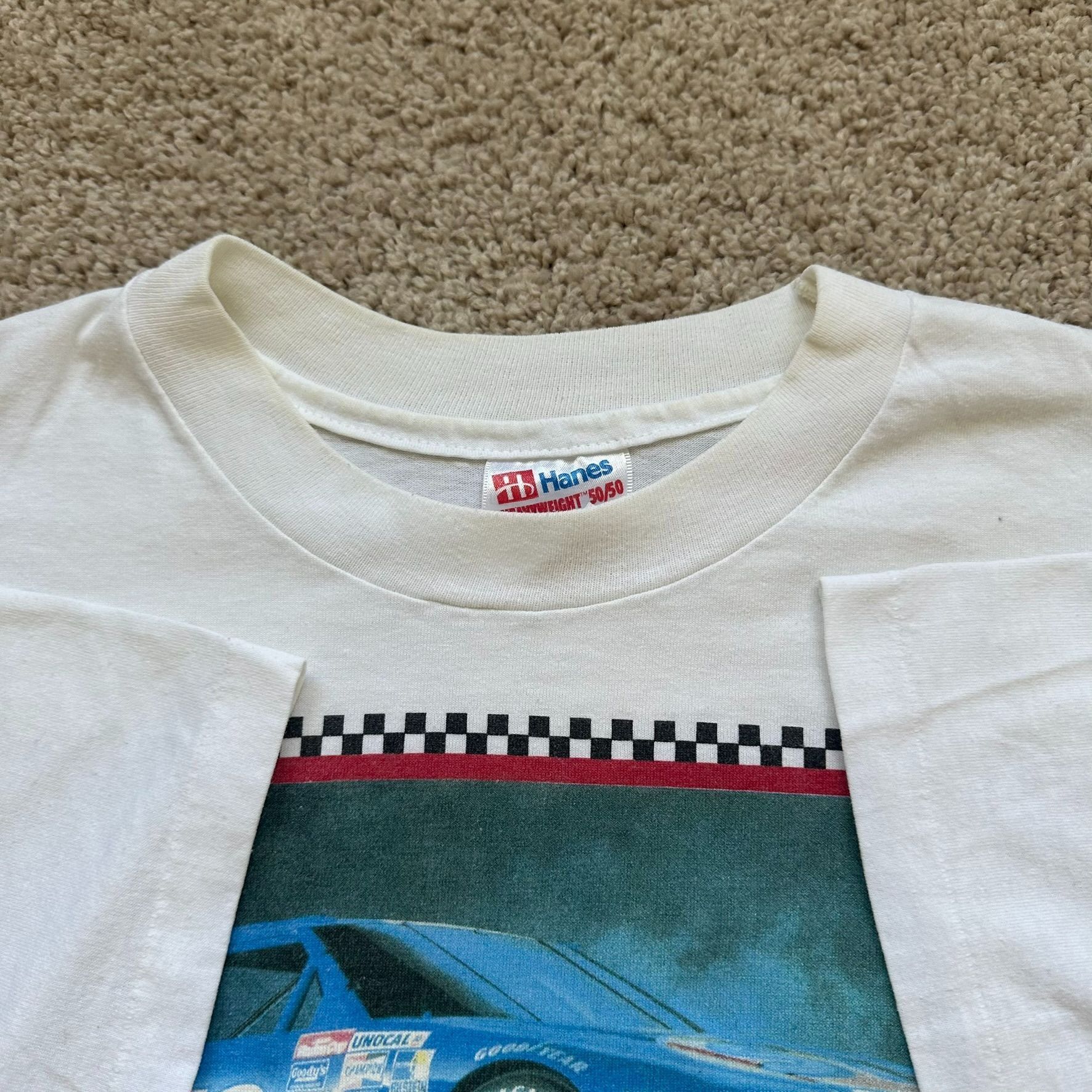 Hanes Vintage 90s NASCAR Richard Petty T-Shirt Single Stitch North Size US XL / EU 56 / 4 - 3 Thumbnail