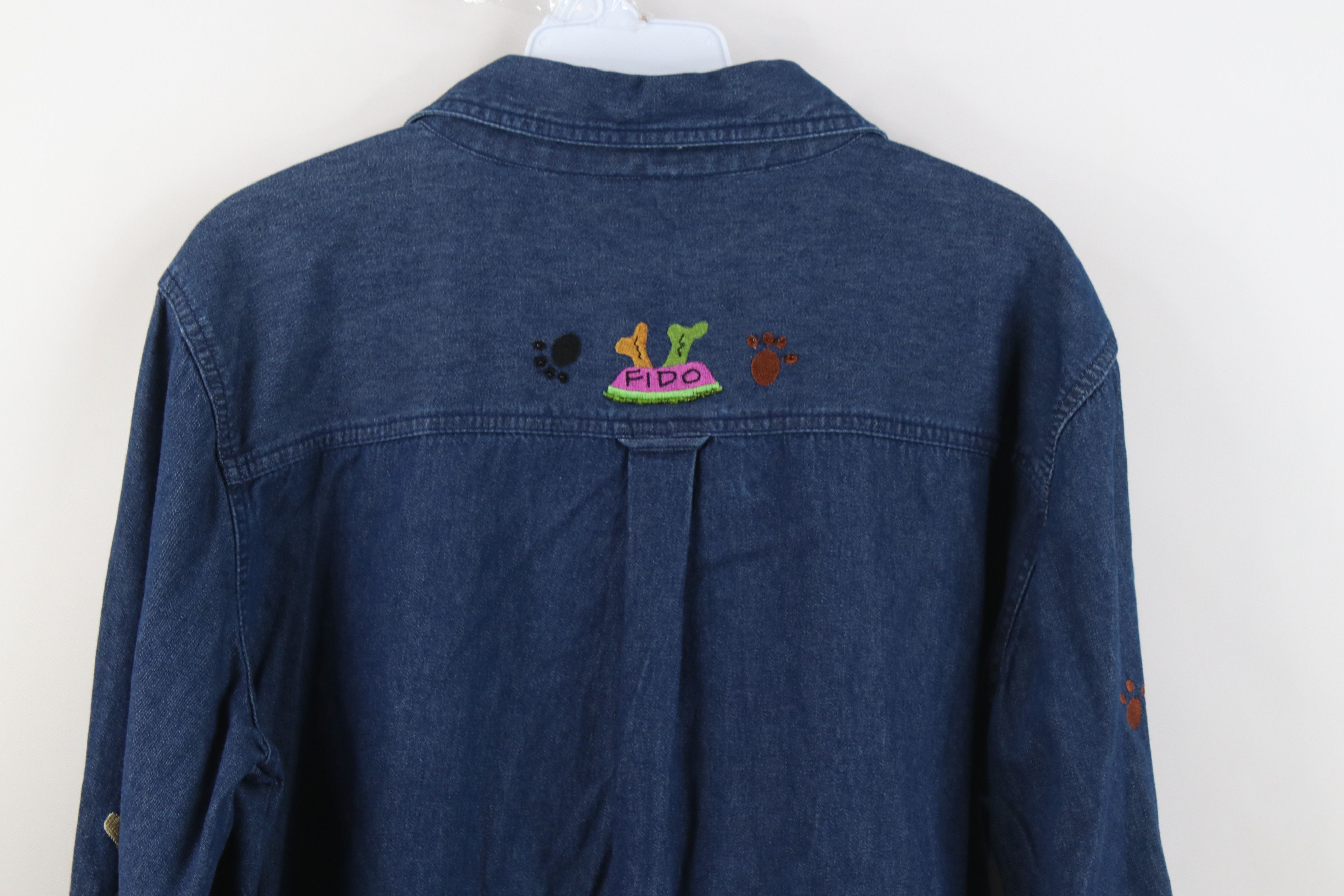 Vintage Vintage 90s Y2K Streetwear Dog Puppy Denim Button Shirt Size M / US 6-8 / IT 42-44 - 14 Thumbnail