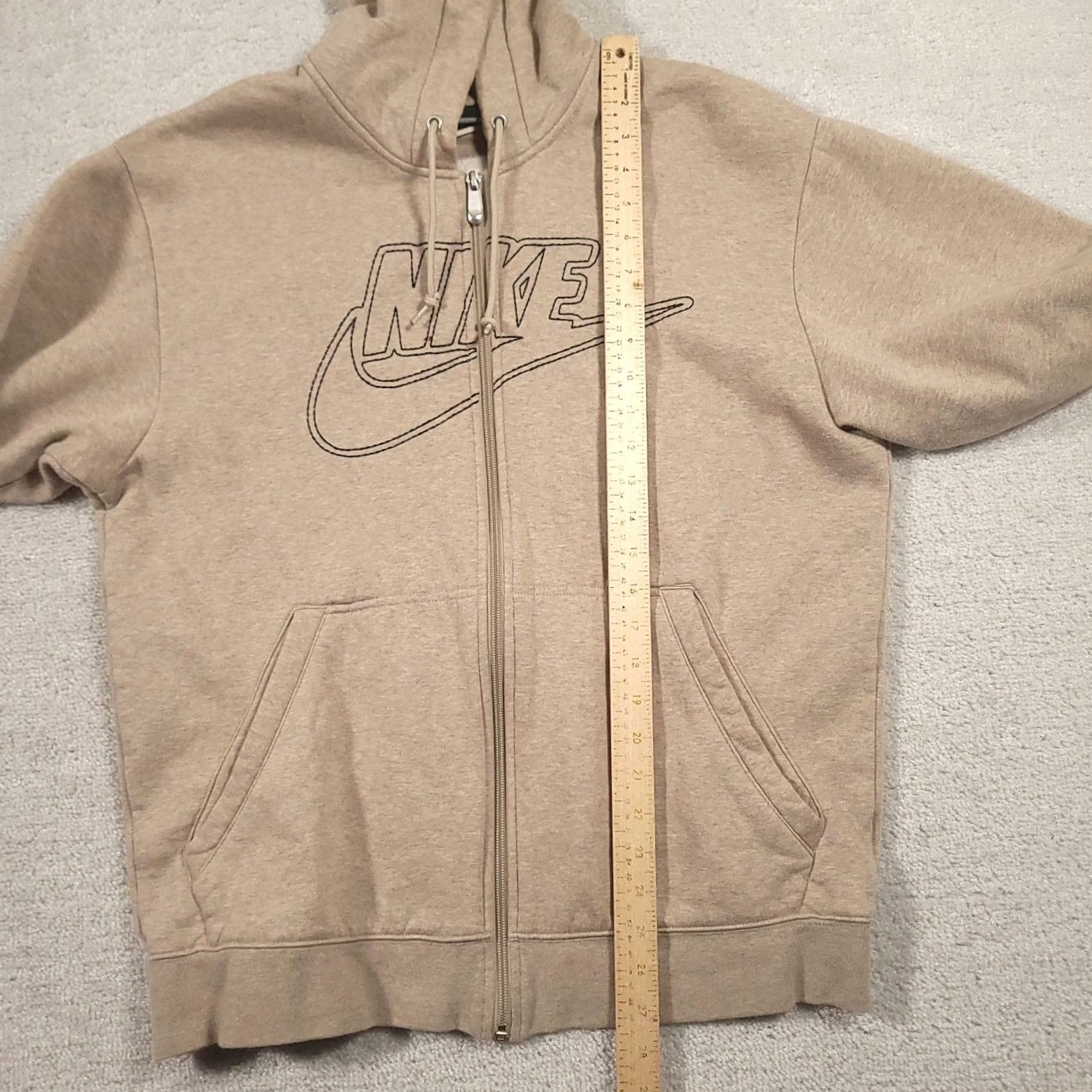 Nike Nike Beige Fleece Full Zip Hoodie Logo Hooded Pockets Long Sleeve Mens Medium Size US M / EU 48-50 / 2 - 5 Thumbnail