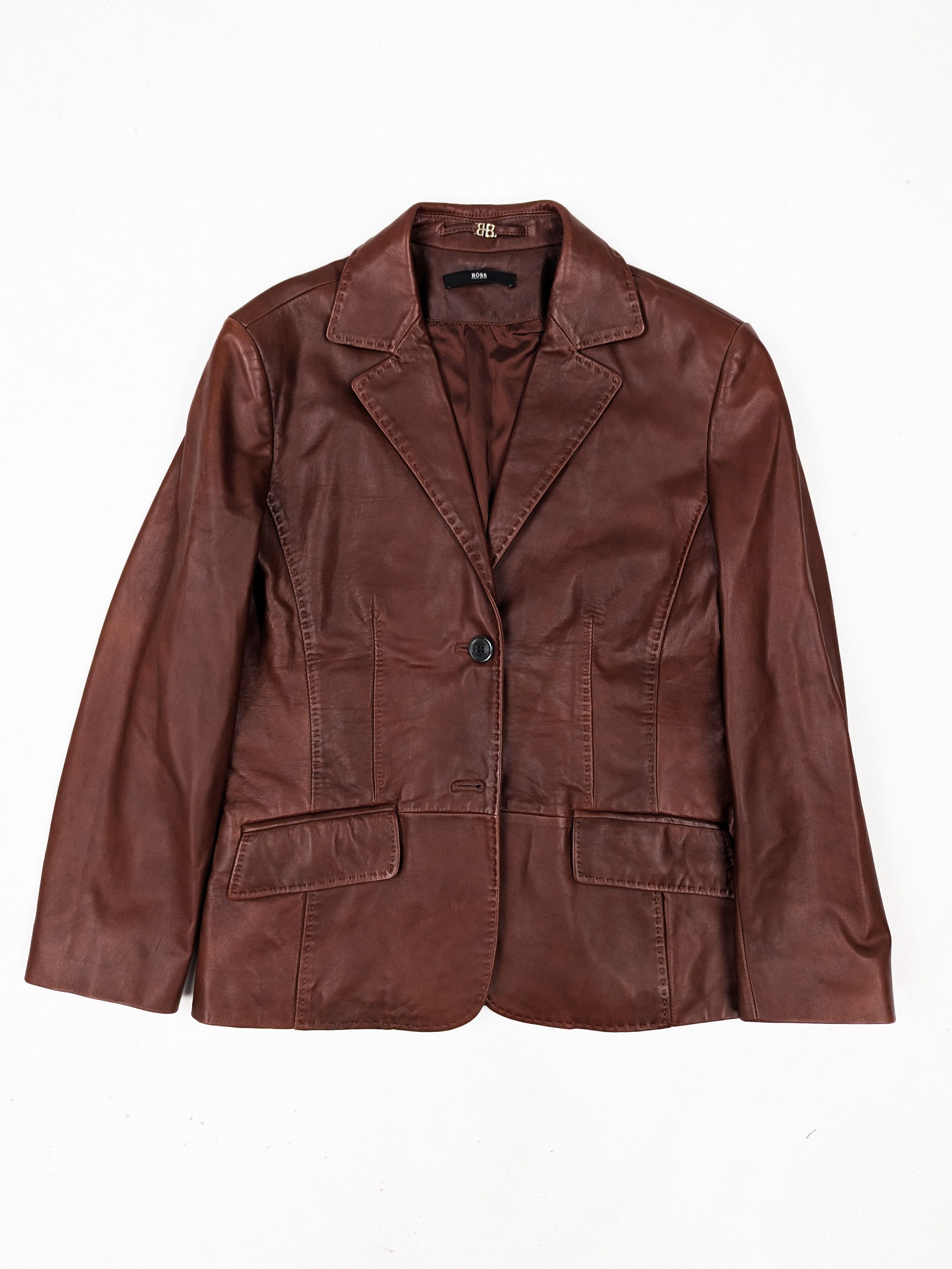 Hugo Boss Hugo Boss leather bown jacket Size L / US 10 / IT 46 - 1 Thumbnail