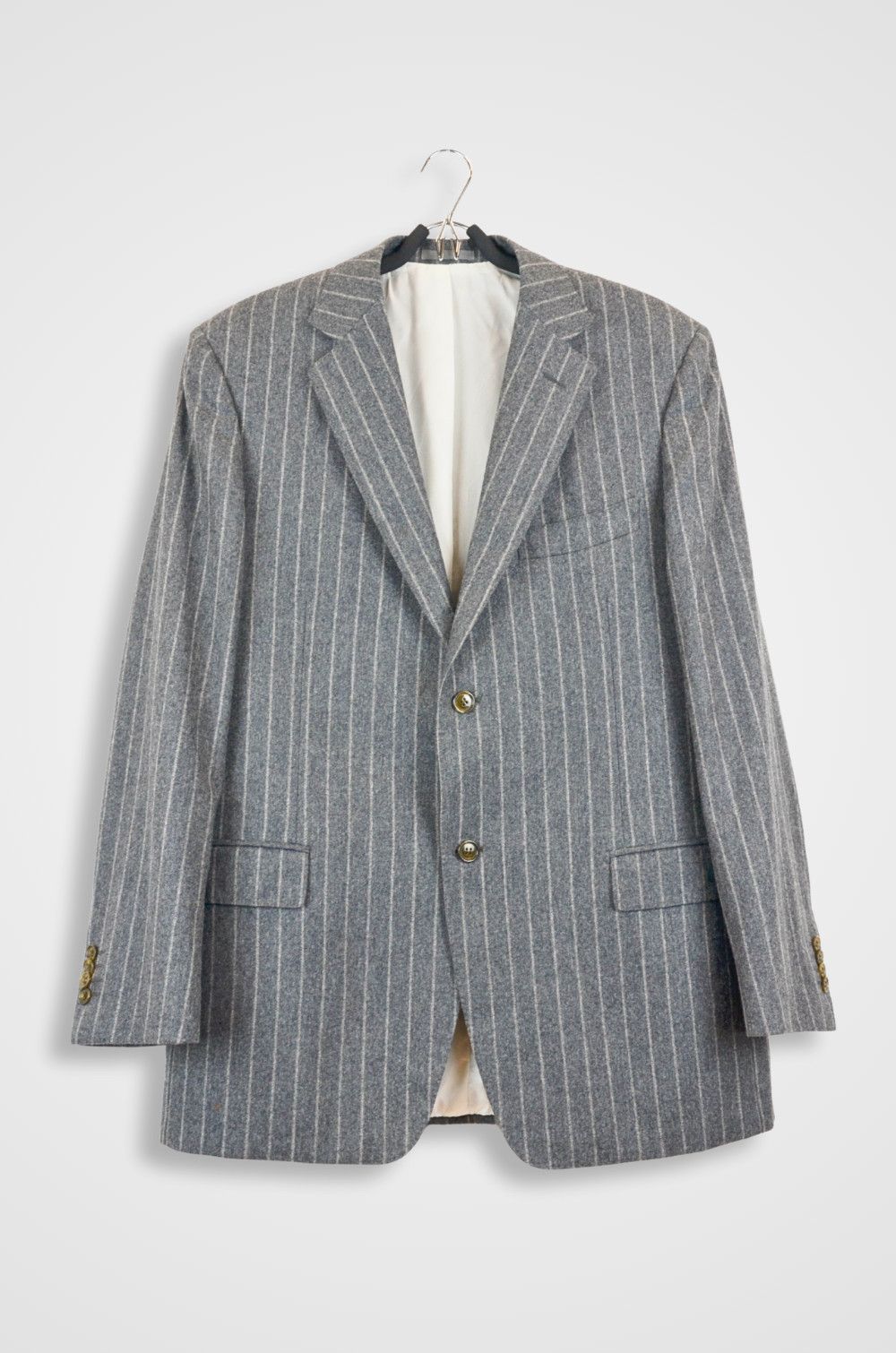 Suitsupply Wool Cashmere Pinstripe Blazer Gray - Size 52R