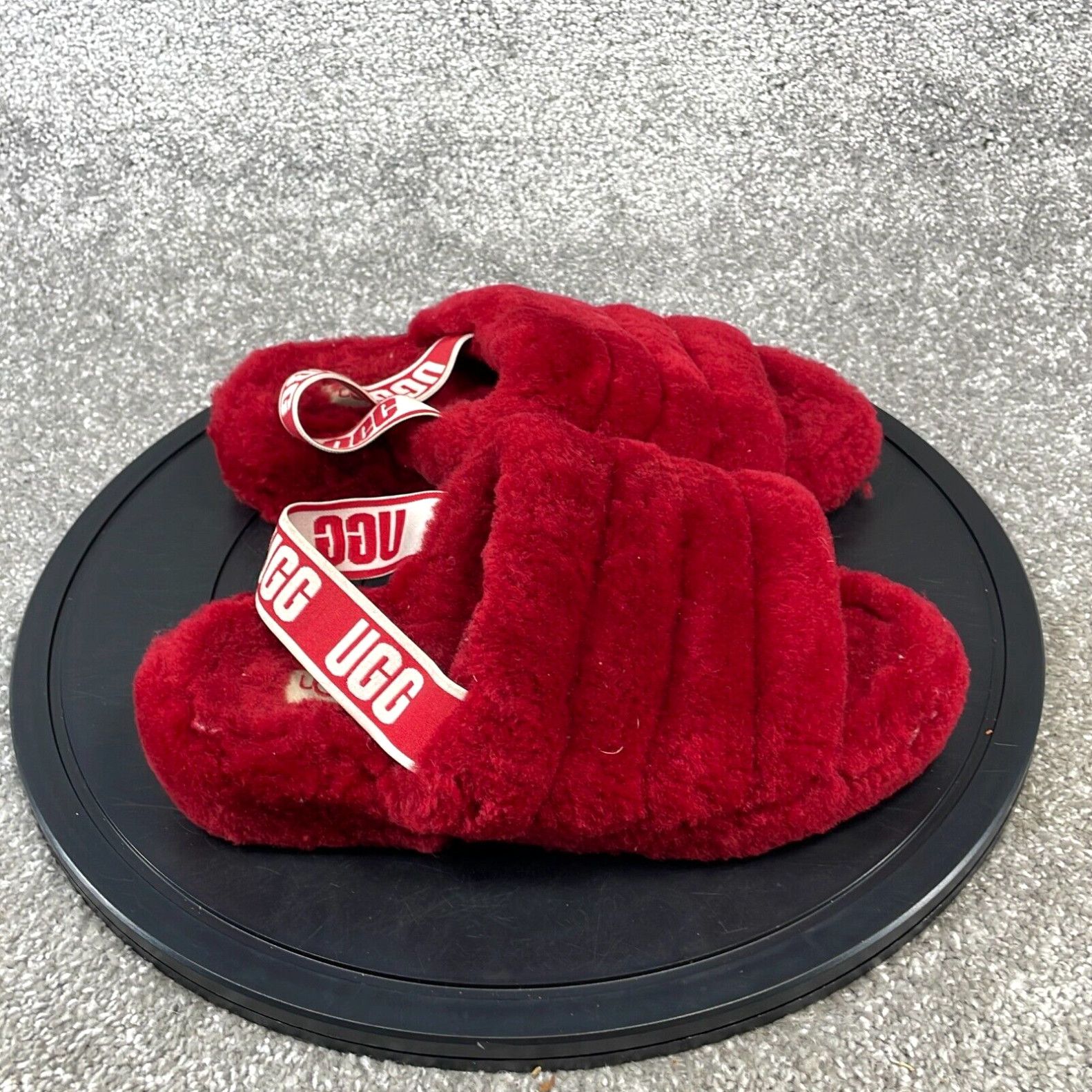 Ugg Ugg Slipper Women s Size 9 Fluff Yeah Flat Slip On Fur Slide Red Grailed