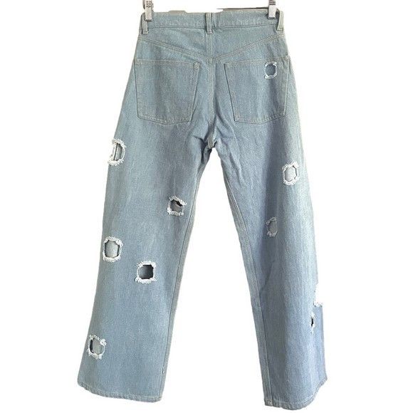 Rejina Pyo Rejina Pyo Distressed / Holes Wide Leg Mia Jeans - 6 🇰🇷 Size 28" / US 6 / IT 42 - 8 Thumbnail