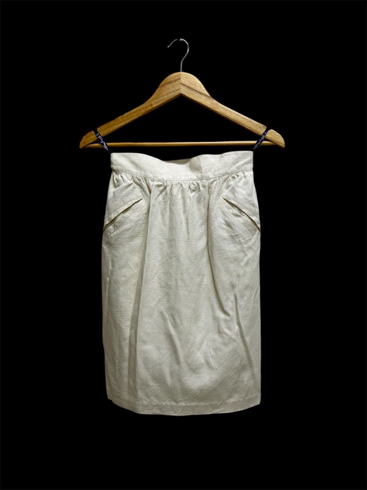 Thierry Mugler Vintage Thierry Mugler Linen Blend Cream Pencil Skirt Size 24" / US 00 / IT 34 - 2 Thumbnail