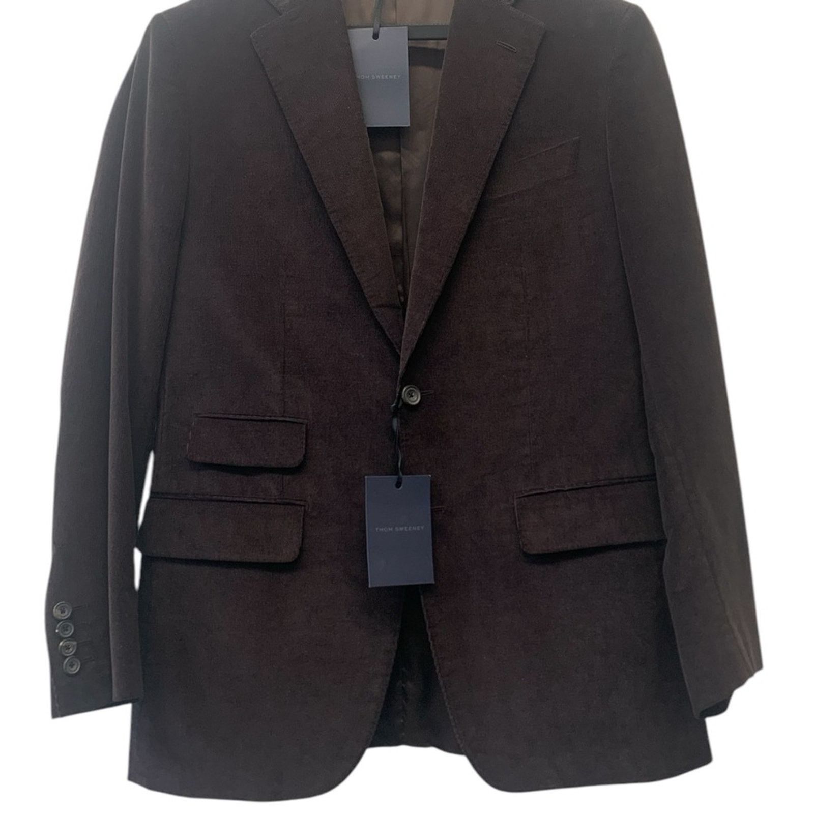 Thom Sweeney Thom Sweeney Wool Corduroy Deep Brown Suit Jacket size 50/ M Size 50R - 6 Thumbnail