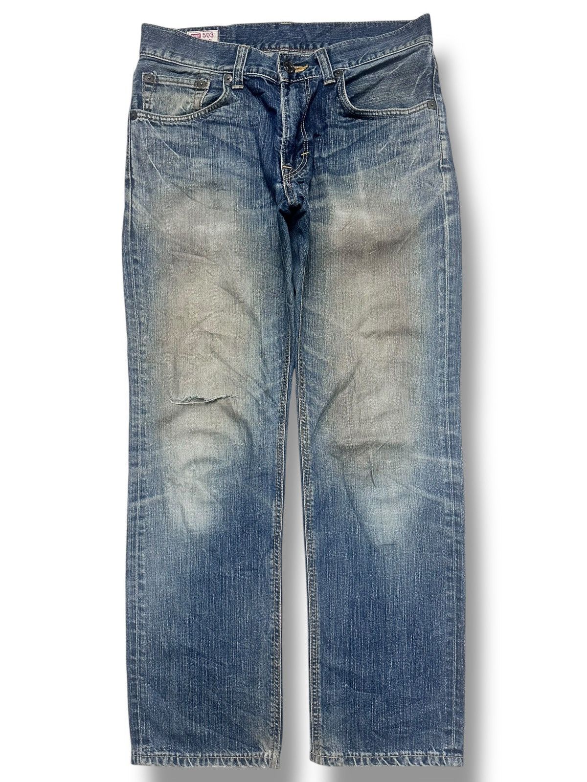 Edwin Edwin 503 Premium Straight Leg Japan Jeans Distressed Faded Size US 33 - 1 Thumbnail