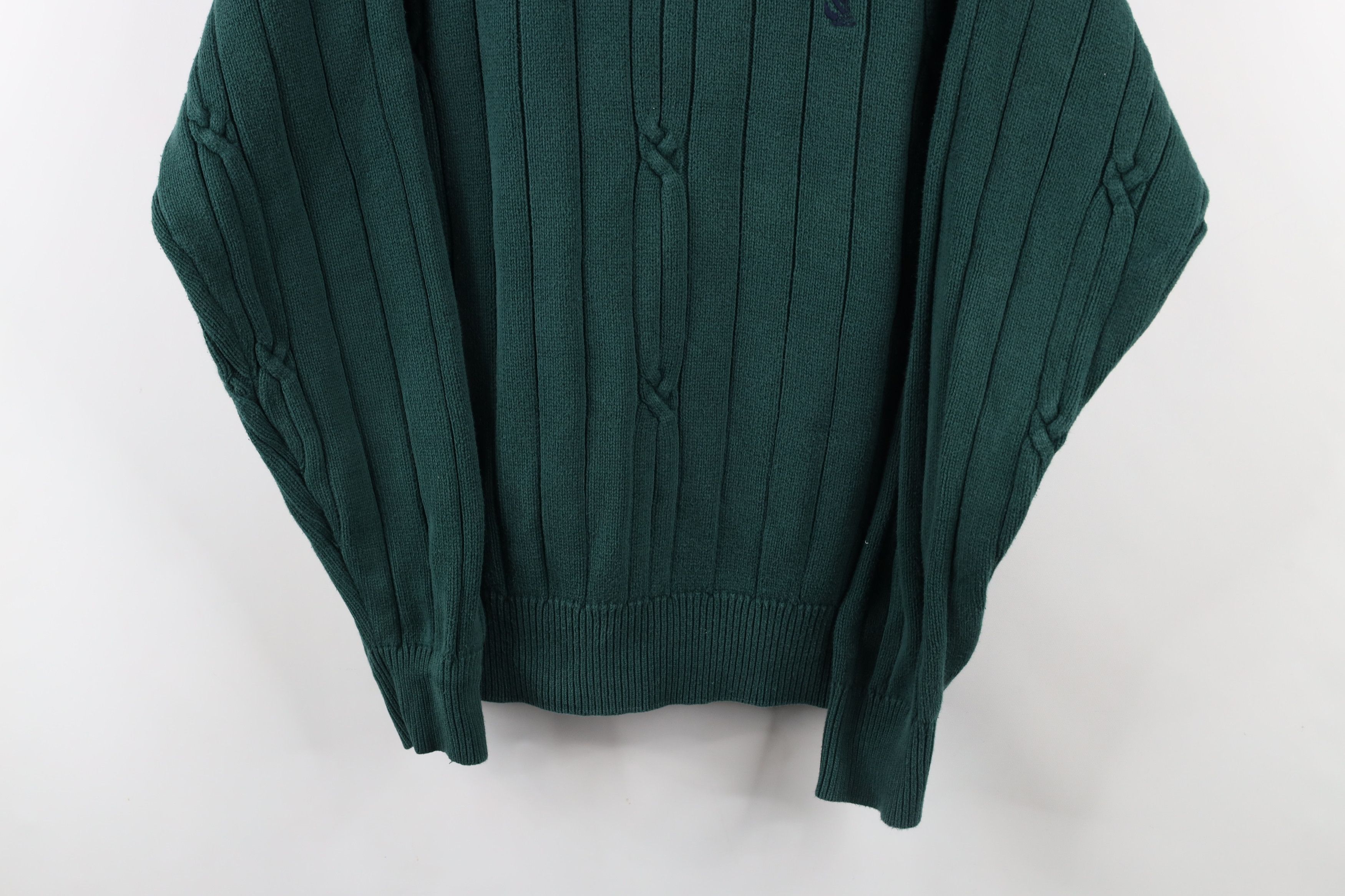 Nautica Vintage 90s Nautica Chunky Ribbed Cable Knit Sweater Green Size US L / EU 52-54 / 3 - 3 Thumbnail