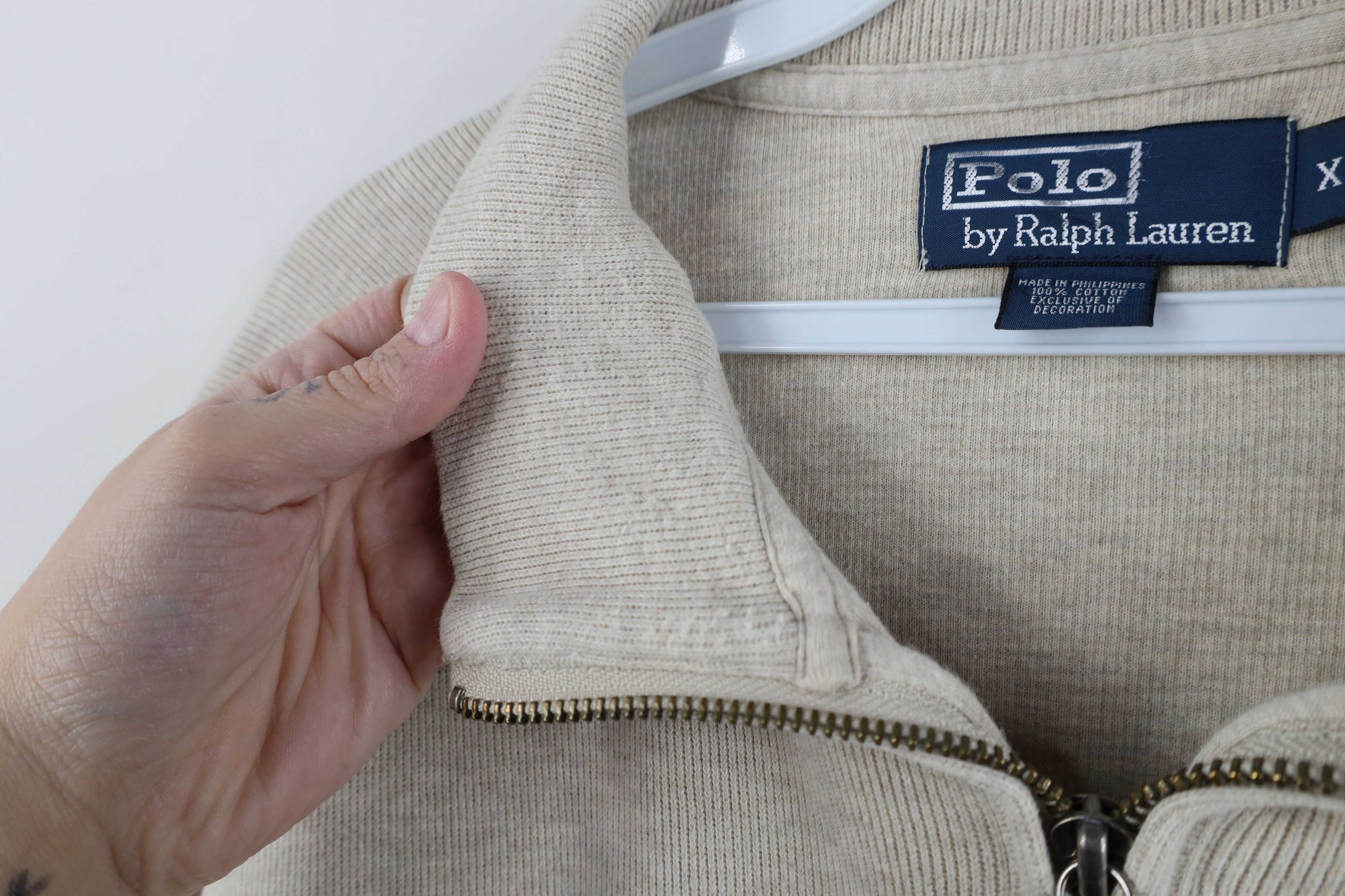 Ralph Lauren Vintage 90s Ralph Lauren Cotton Ribbed Knit Half Zip Sweater Size US XXL / EU 58 / 5 - 6 Thumbnail