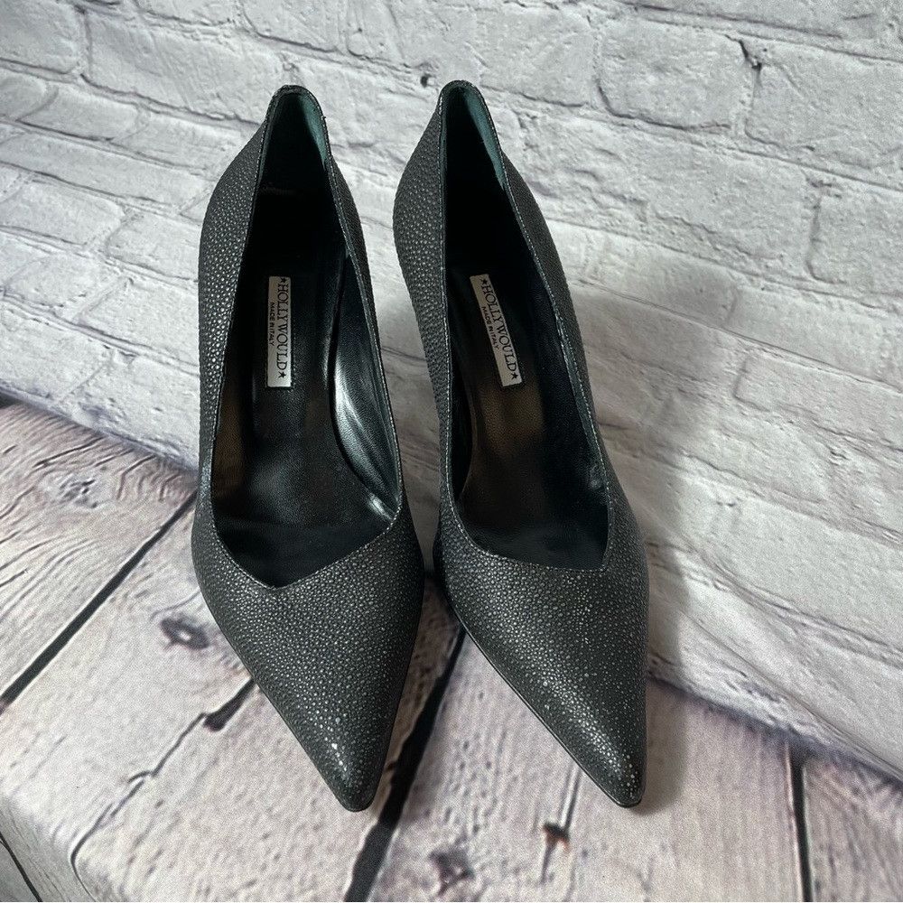 Other New Hollywould Grey Leather Detachable Flower Shoes Made In Size US 8 / IT 38 - 4 Thumbnail