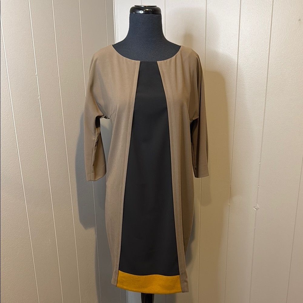 Other Pier Antonio Gaspari Women’s 40/8 Tan and Black Sheath Dres Size M / US 6-8 / IT 42-44 - 1 Thumbnail
