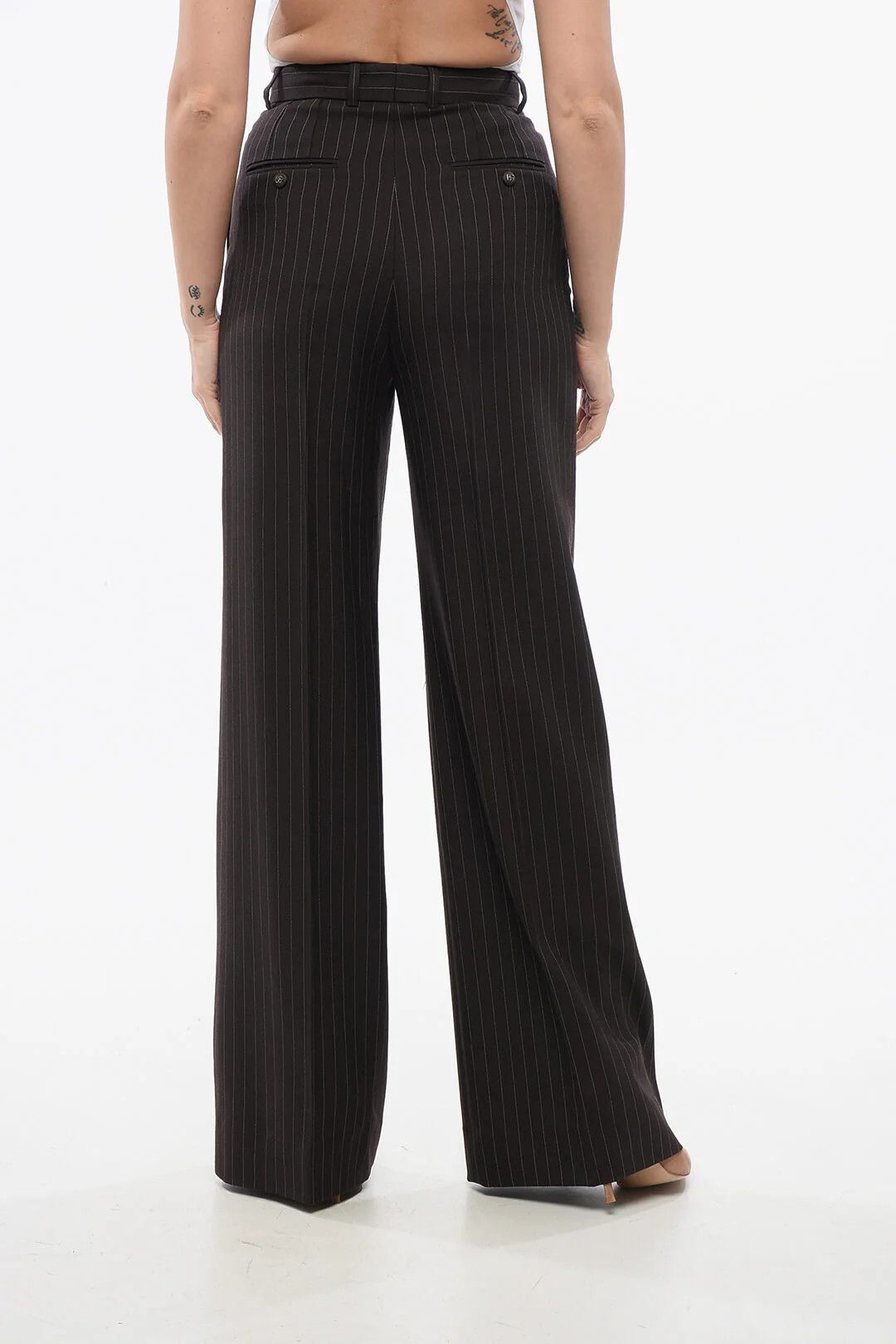 Dolce & Gabbana og1mm0426 High-Waisted Pinstriped Pant in Brown Size 27" / US 4 / IT 40 - 2 Thumbnail