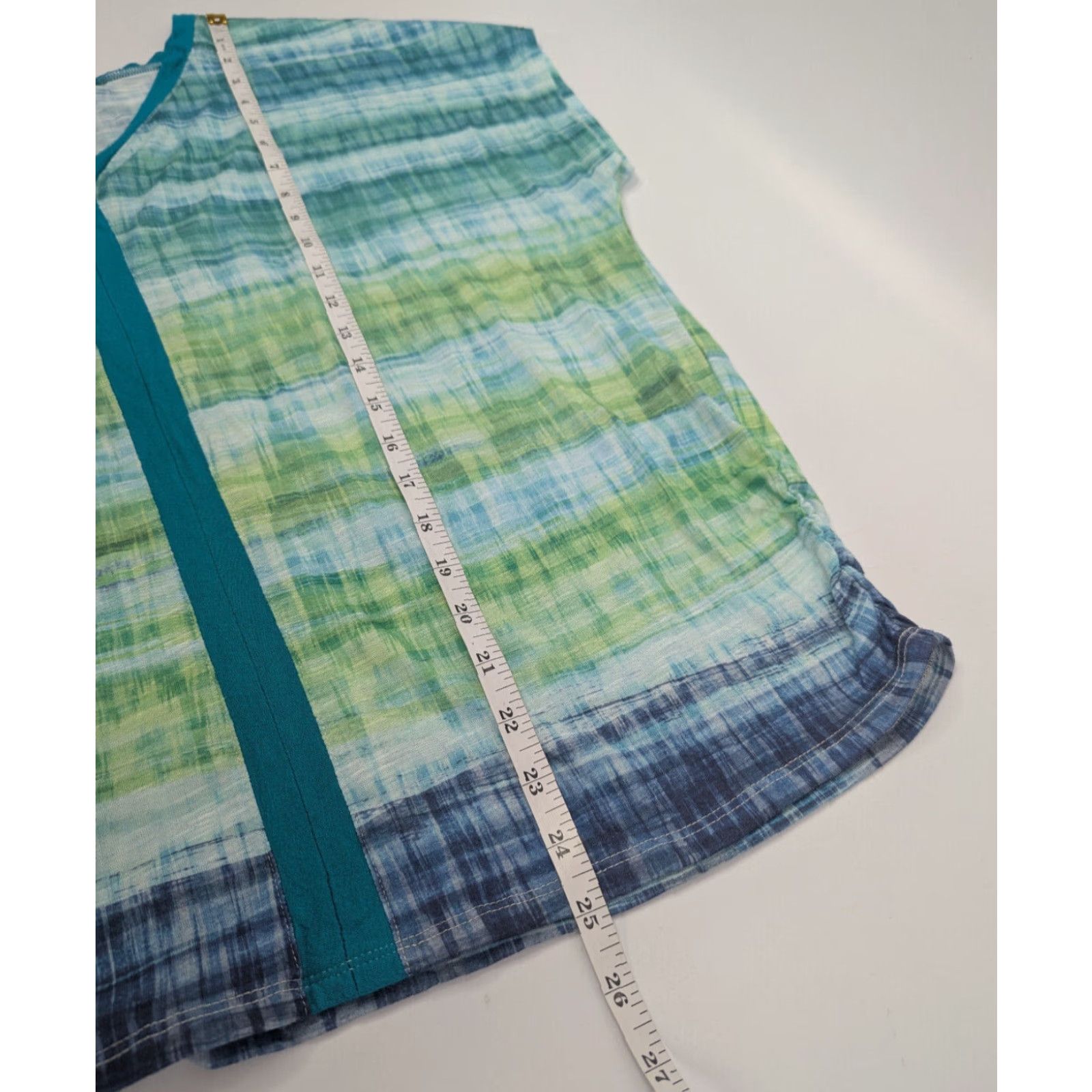 Vintage Chicos Shirt L Green Ombre Stripe V-Neck Ruched East West Top Womens Size L / US 10 / IT 46 - 3 Thumbnail