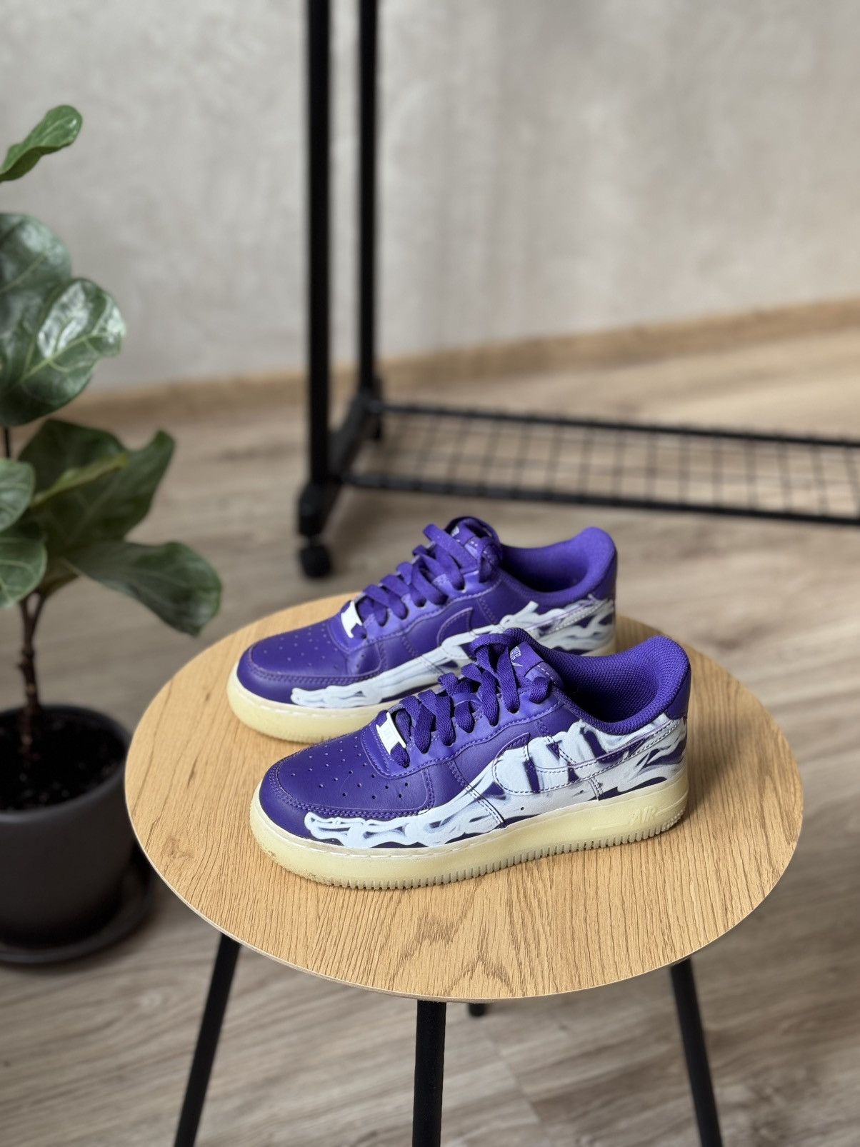 Nike Nike Air Force 1 Purple Skeleton Halloween Low Top Sneakers Size US 5.5 / IT 35.5 - 1 Thumbnail