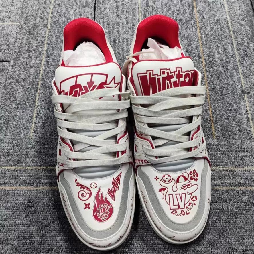 Louis Vuitton LV Year of the Dragon white-red colorblock sneaker Size US 10.5 / EU 43-44 - 1 Thumbnail