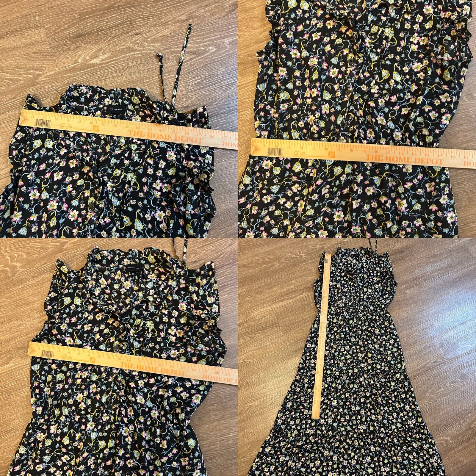 Vintage Who What Wear Floral Maxi Dress Sleeveless Black Women Medium Ruffle Trim Button Down Casual Summer Boho Dress Size M / US 6-8 / IT 42-44 - 8 Thumbnail