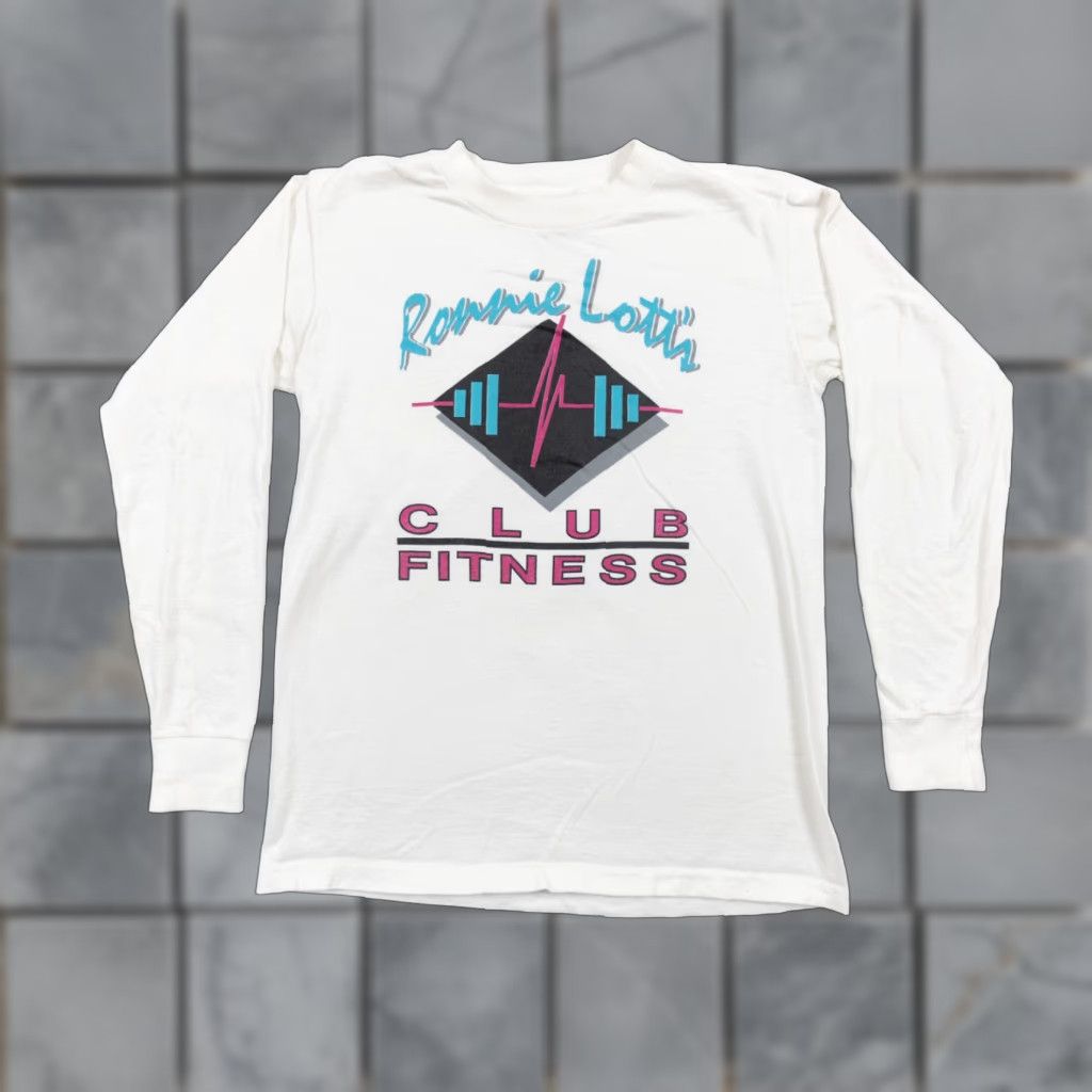 Vintage VINTAGE Ronnie Lott's Club Fitness Long Sleeve Shirt Adult Medium White 90s Graphic Mens Size US M / EU 48-50 / 2 - 1 Thumbnail