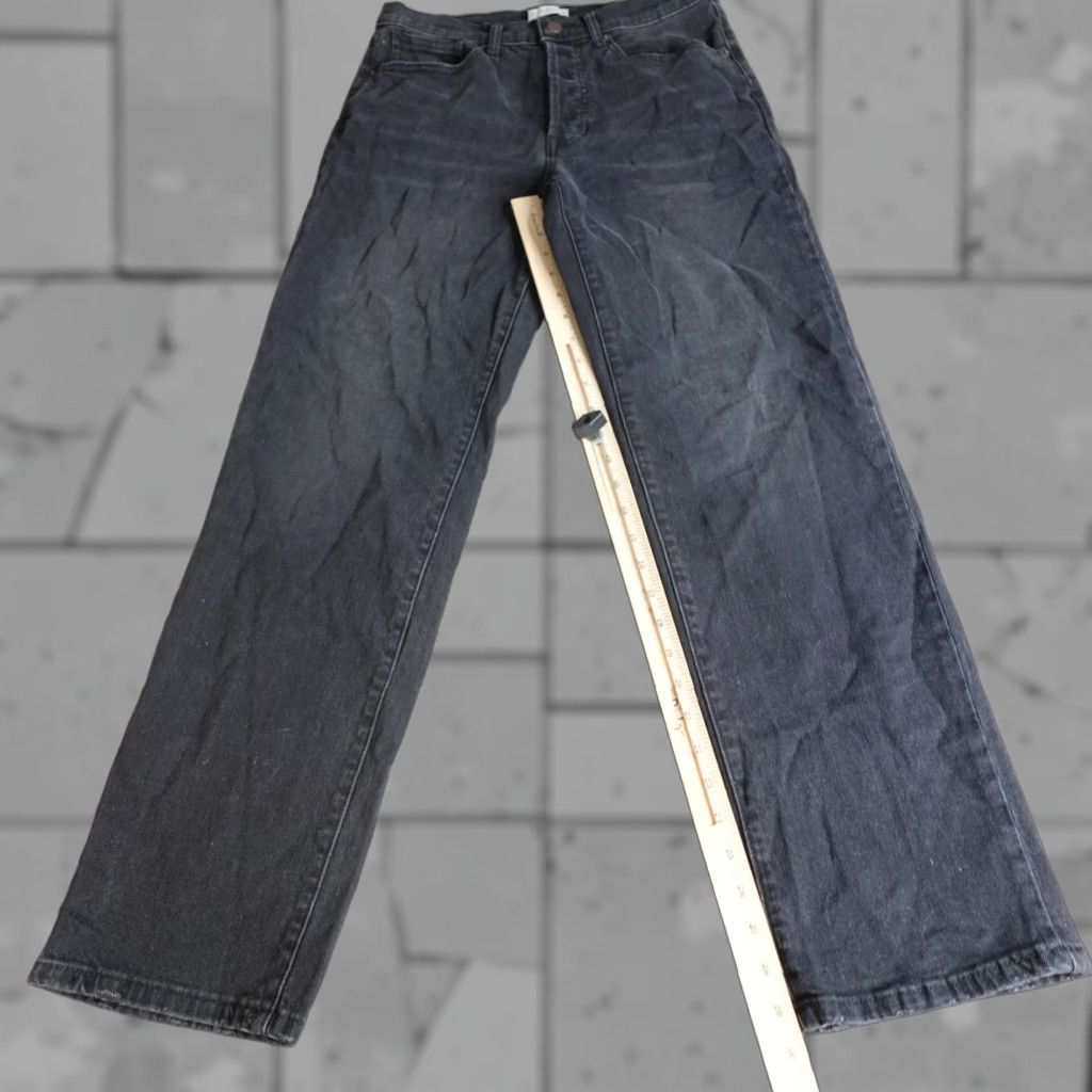 Madison Oliver Logan Womens Jeans 28 Black Madison Wide Leg Button Fly Denim Cotton Spandex 5-Pocket Womens Jeans Size 28" / US 6 / IT 42 - 1 Thumbnail