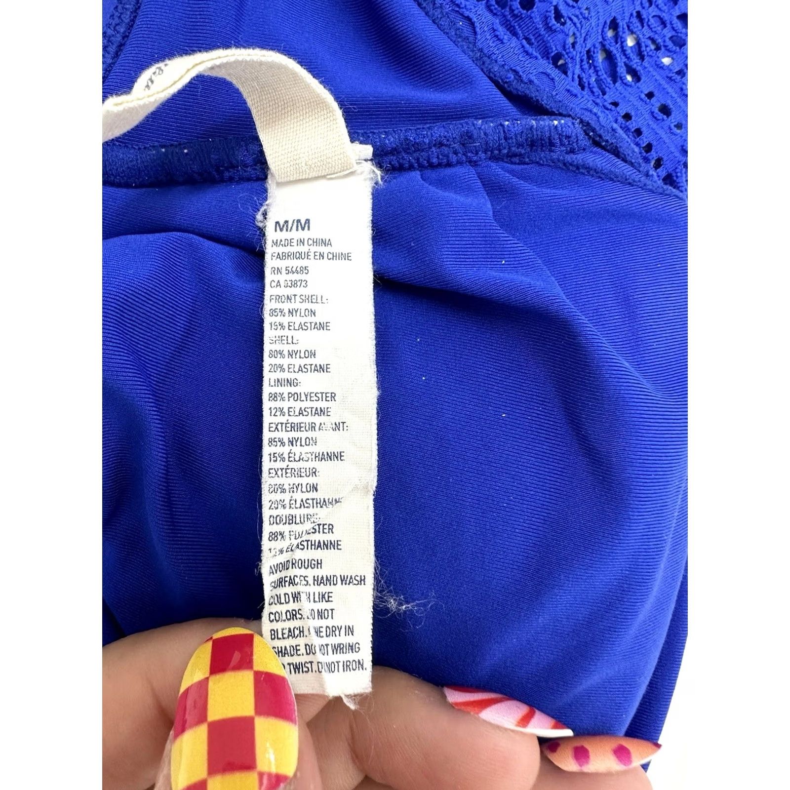 American Eagle Outfitters American Eagle Outfitters Bandeau Bikini Top Women M Blue Crochet Layover Beach Comfort Adjustable Padded Summer 90s, Womens Size M / US 6-8 / IT 42-44 - 4 Thumbnail